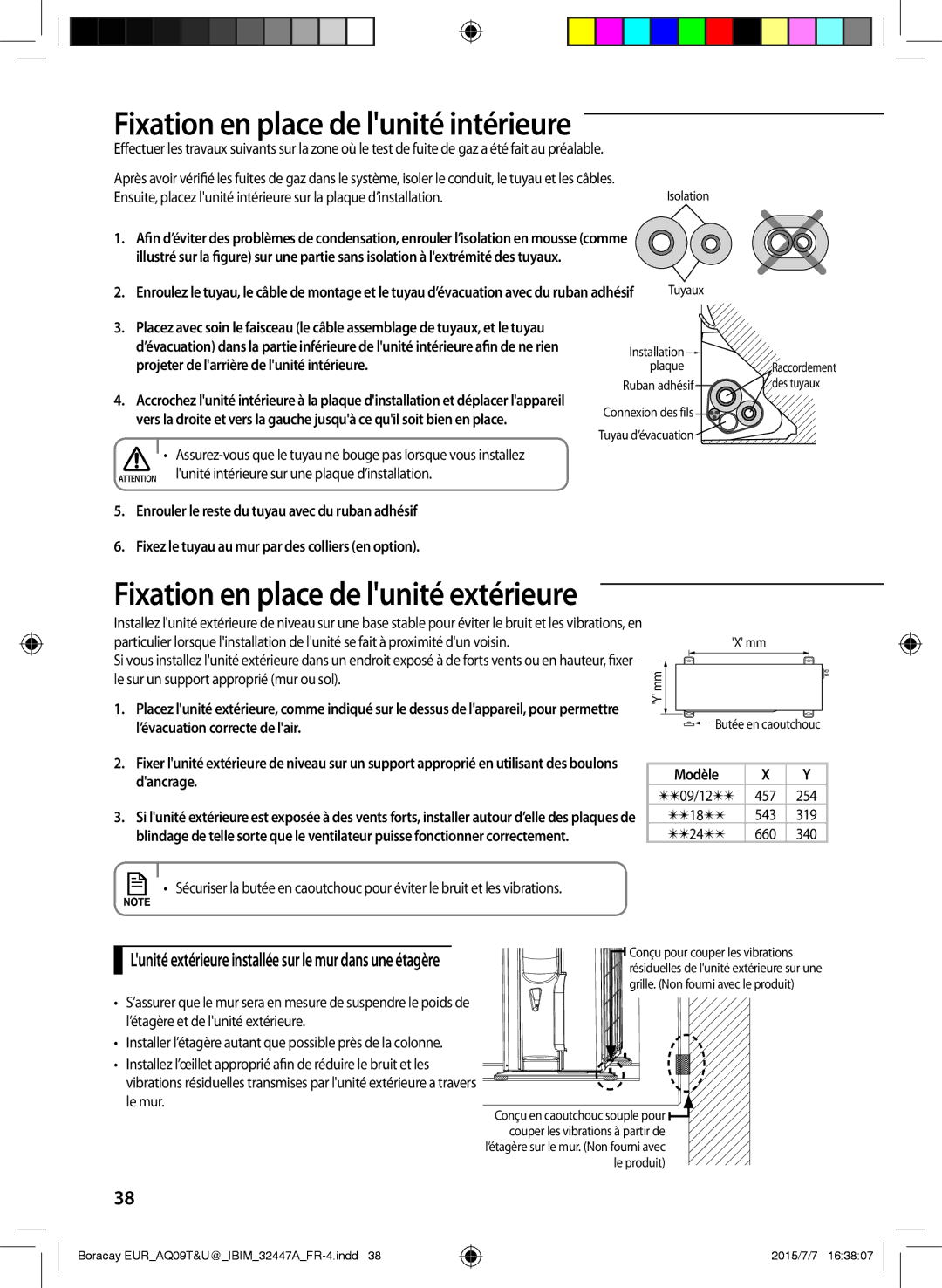 Samsung AQ12UGFN, AQ24TSBXEUR, AQ18TSBN, AQ24TSBN, AQ18TSBX, AQ09UGFX Fixation en place de lunité intérieure, Modèle Dancrage 