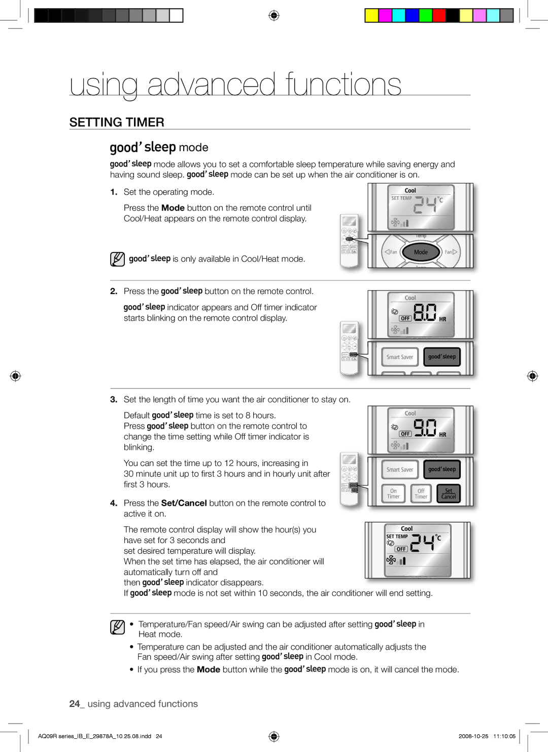 Samsung AQ24UAXSER, AQ24UANSER, AQ12CANSER, AQ12CAXSER, AQ12UAXSER, AQ18CANSER, AQ24CAXSER, AQ18UANSER, AQ12UANSER manual Mode 