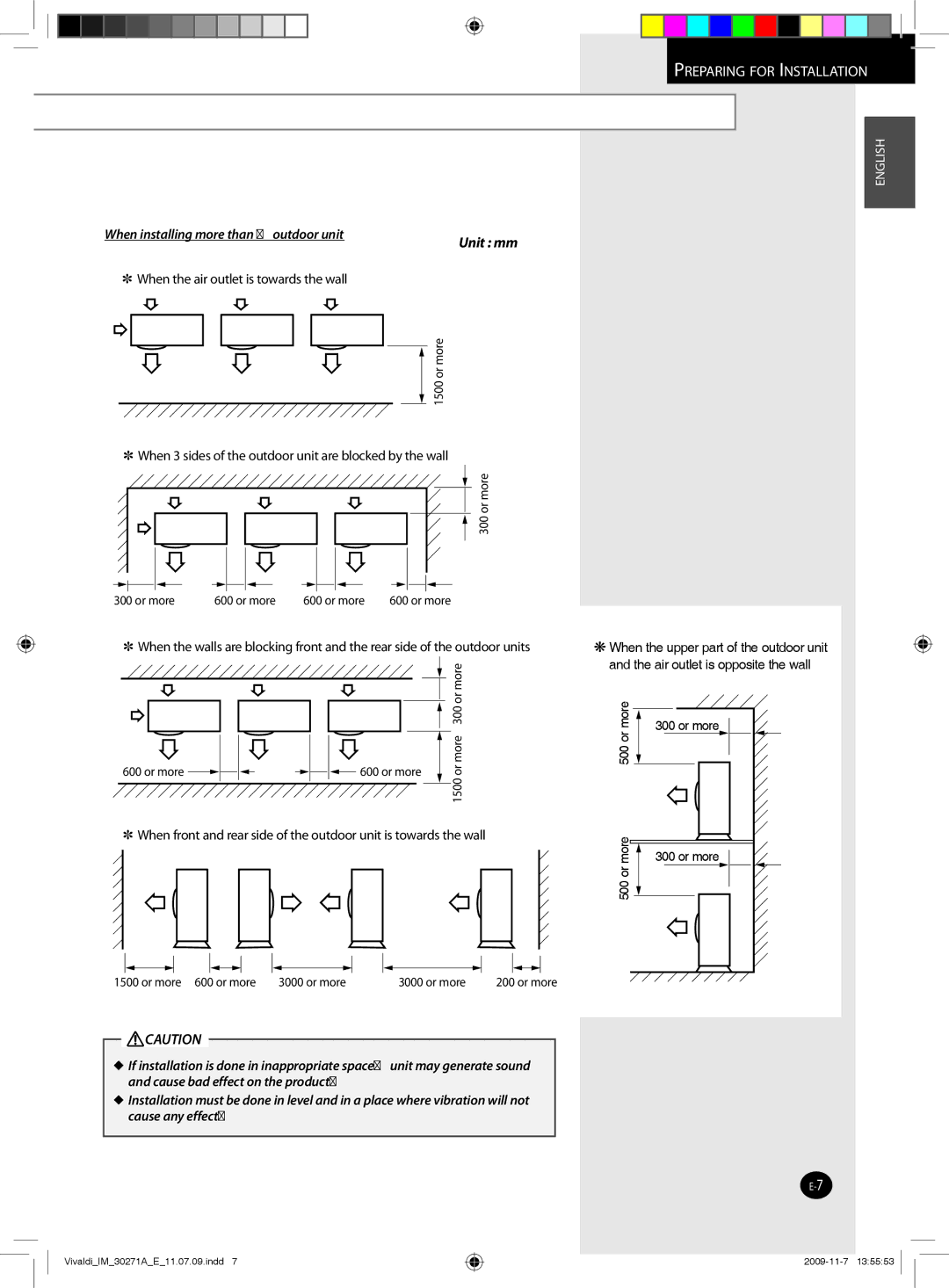 Samsung AQ09UGDN, AQ24UGAN manual When installing more than 1 outdoor unit 