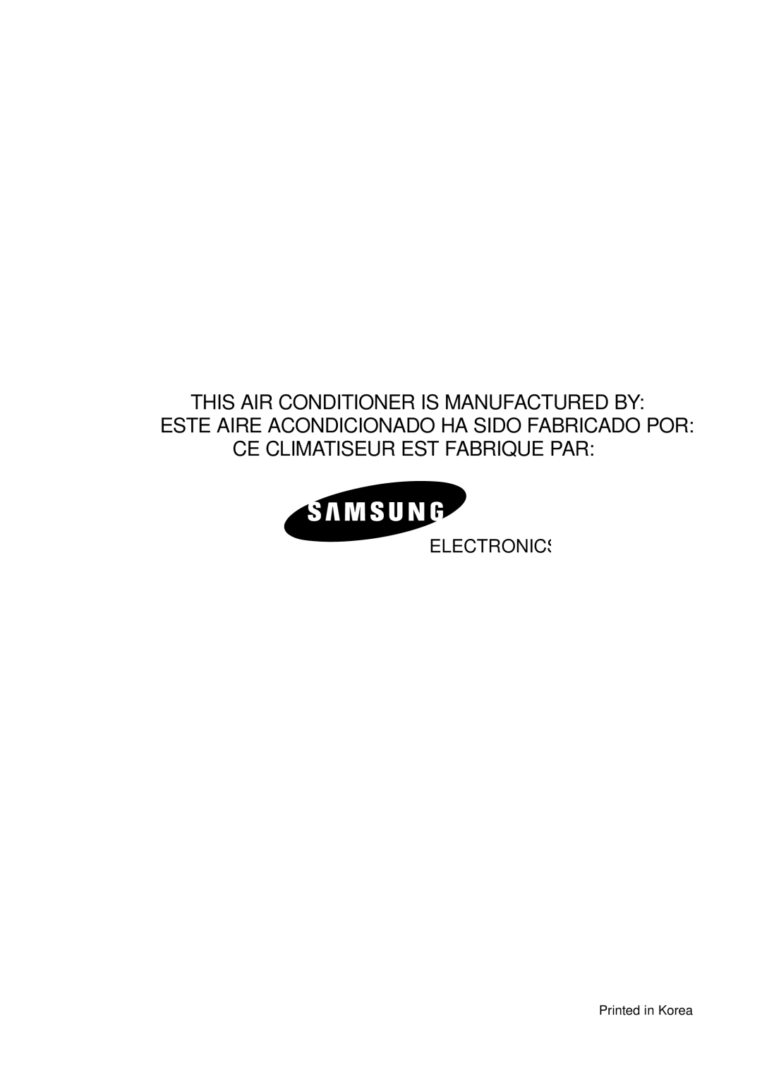 Samsung AQ30C1(2)BC installation manual Electronics 