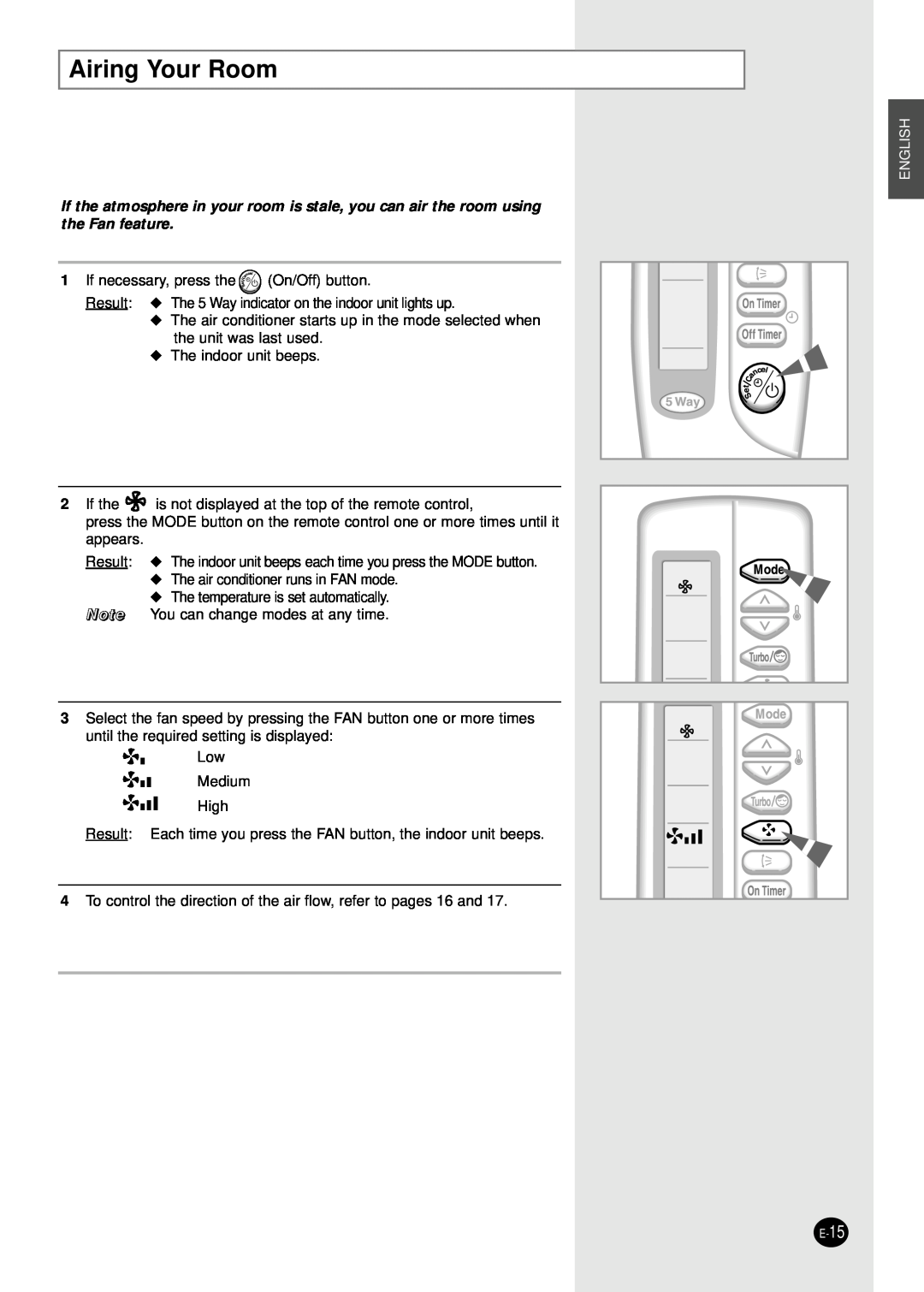 Samsung AQ30C1(2)BC installation manual Airing Your Room, English 