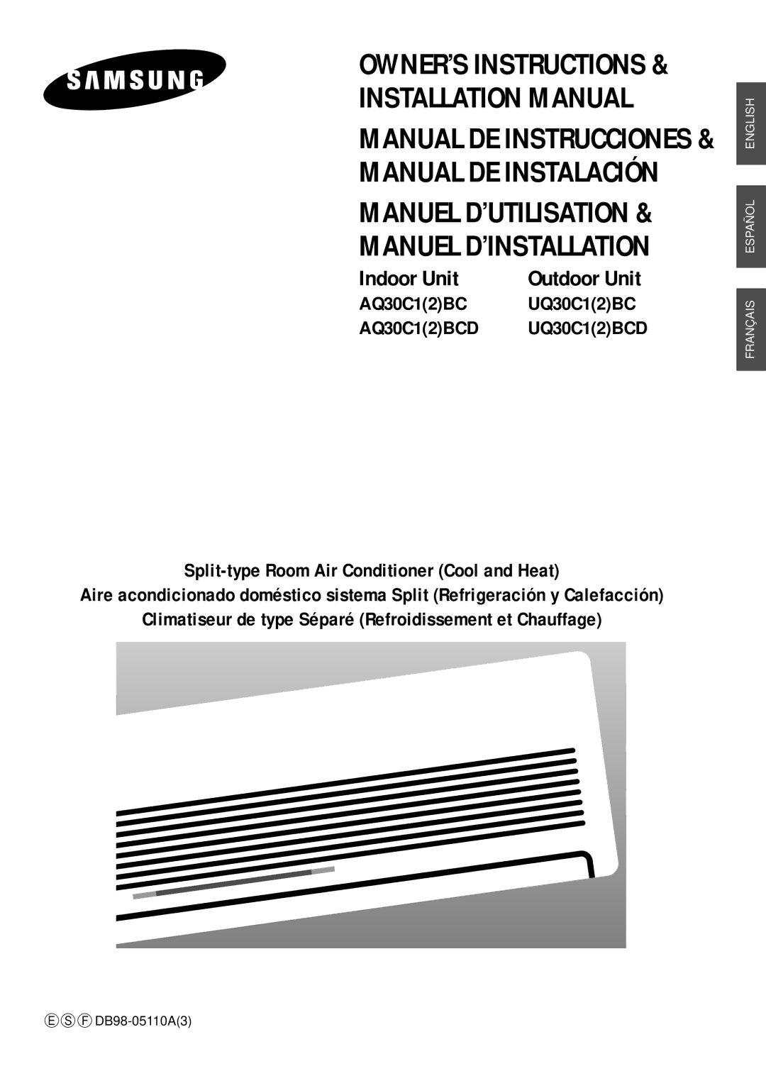 Samsung AQ30C1(2)BCD, UQ30C1(2)BCD installation manual Installation Manual Manual DE Instrucciones 