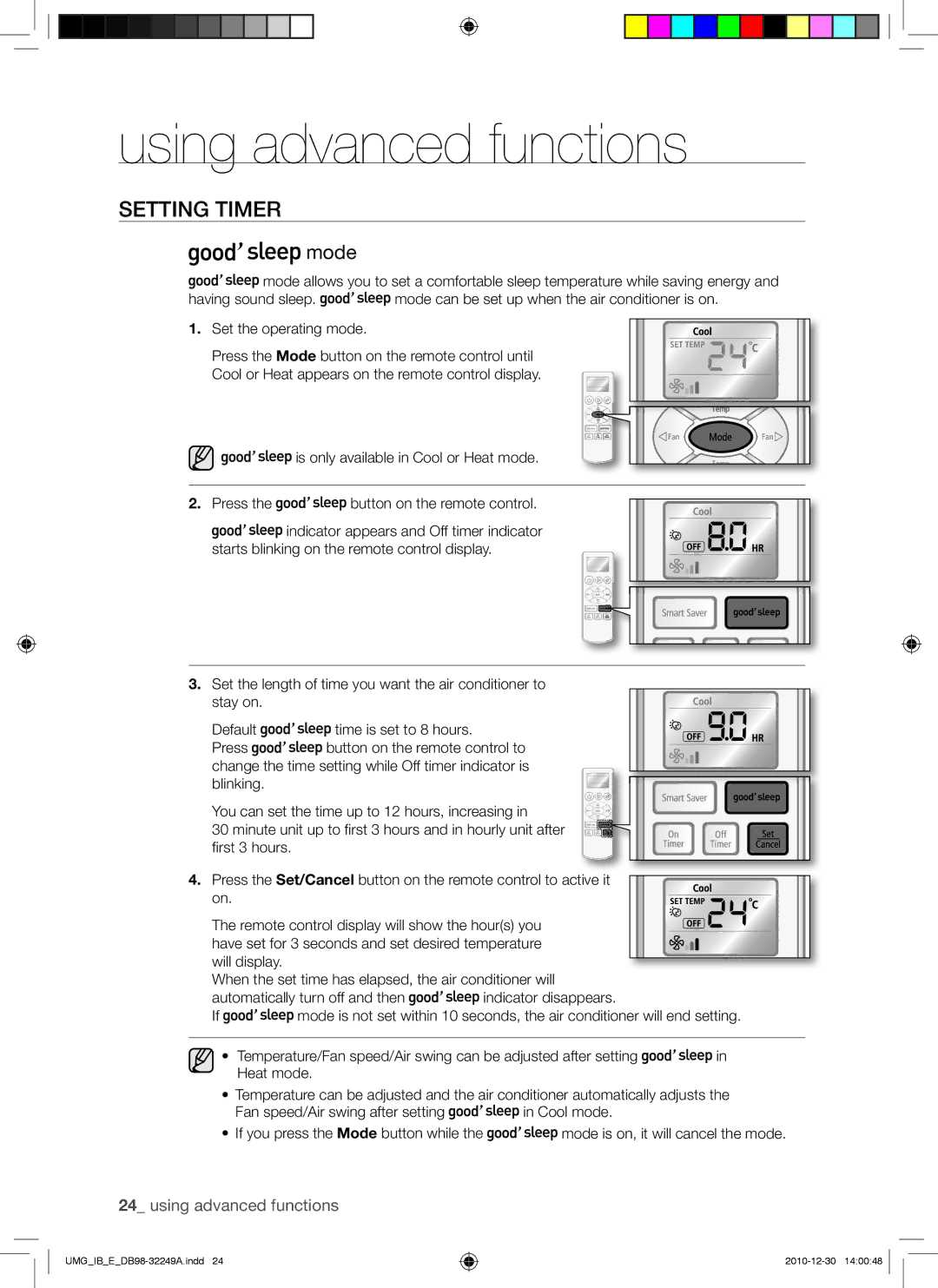 Samsung AQ36UGAXUMG, AQ36UGANUMG, AQ30UGANUMG, AQ30UGAXUMG manual Mode 