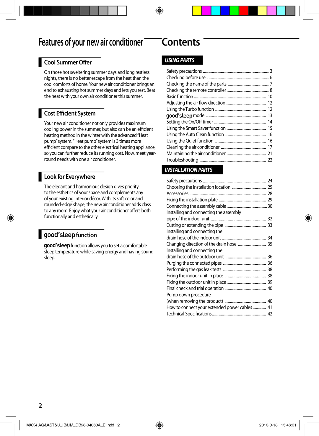 Samsung AS36UGBNUMG, AQ36UGBNUMG, AS30UGBNUMG, AQ36UGBXUMG, AS36UGBNXSG manual Contents 