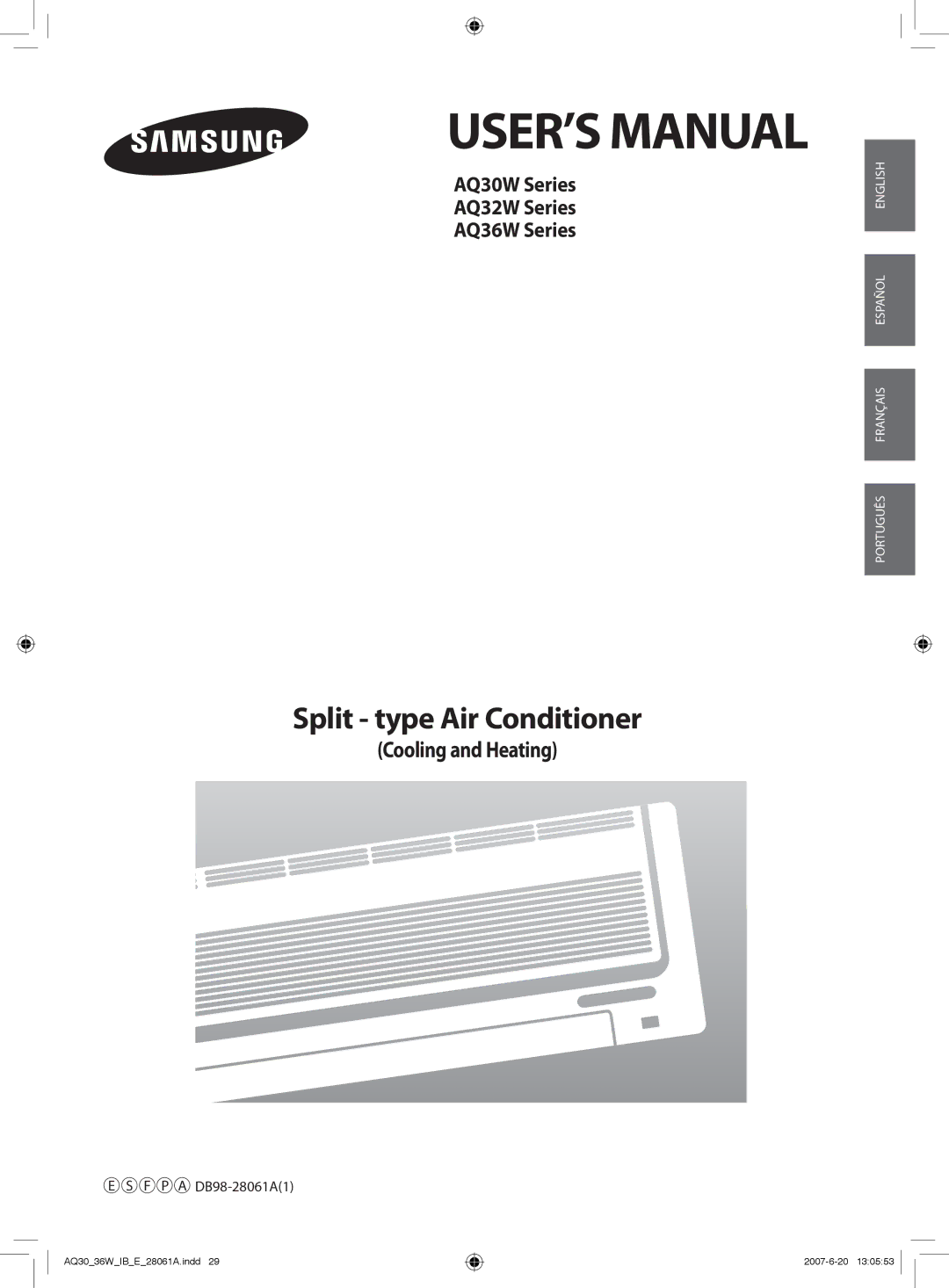 Samsung AQ36WBNUMG, AQ36WBXUMG, AQ30WBNUMG, AQ30WBUMG, AQ36WBUMG, AQ30WBXUMG manual USER’S Manual, Cooling and Heating 