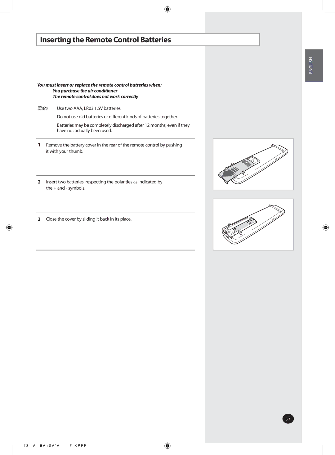 Samsung AQ36WBXUMG, AQ30WBNUMG manual Inserting the Remote Control Batteries, The remote control does not work correctly 