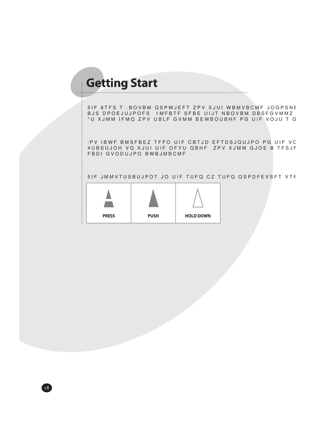 Samsung AQT36WRWB/UMG manual Getting Start 