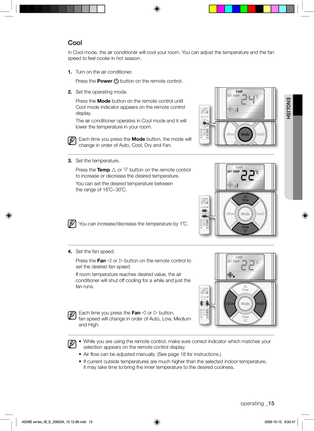 Samsung AQV09ABAX manual Cool 