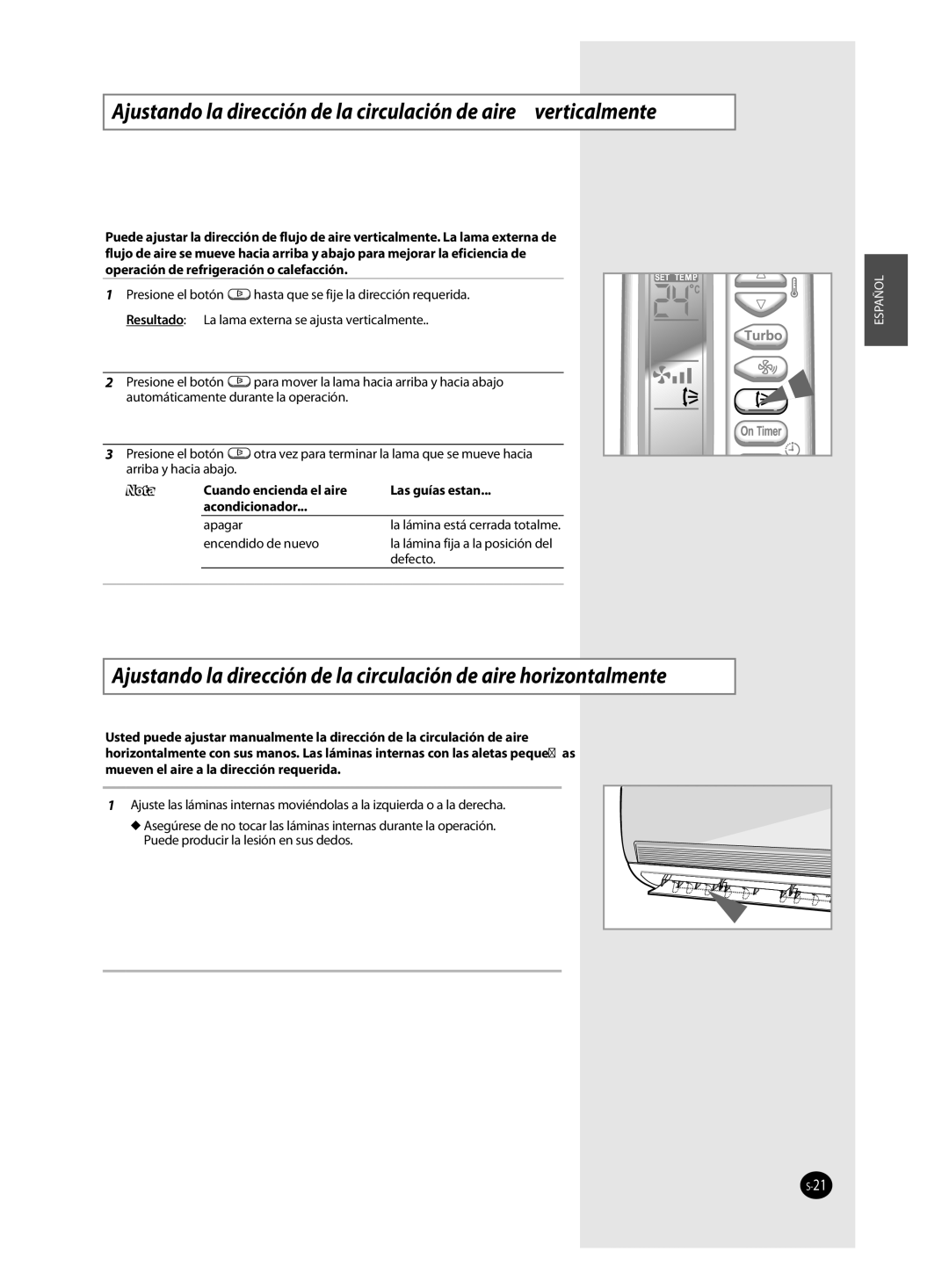 Samsung AQV24FAN, AQV09FAN, AQV18FAN, AQV09FAX, AQV12FAX, AQV18FAX manual Cuando encienda el aire Las guías estan Acondicionador 