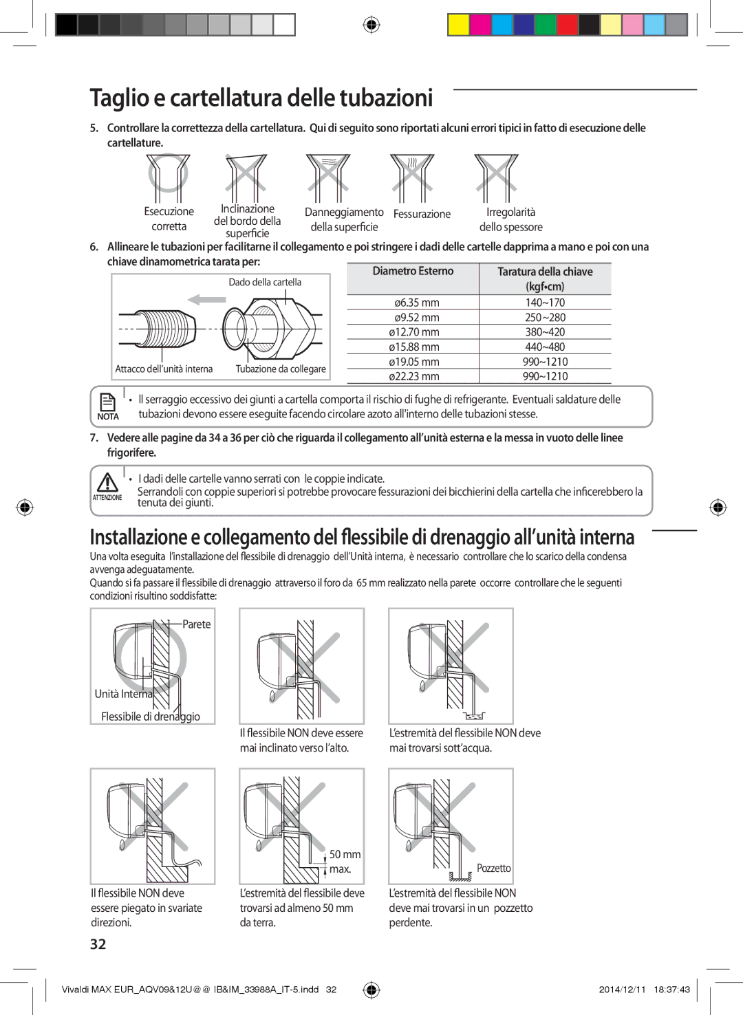 Samsung AQV18UGDXEUR, AQV09PWCNEUR, AQV09UGFXEUR, AQV10UWFXEUR, AQV18UGDNEUR, AQV09UGFNEUR, AQV24UGDNEUR manual Tenuta dei giunti 