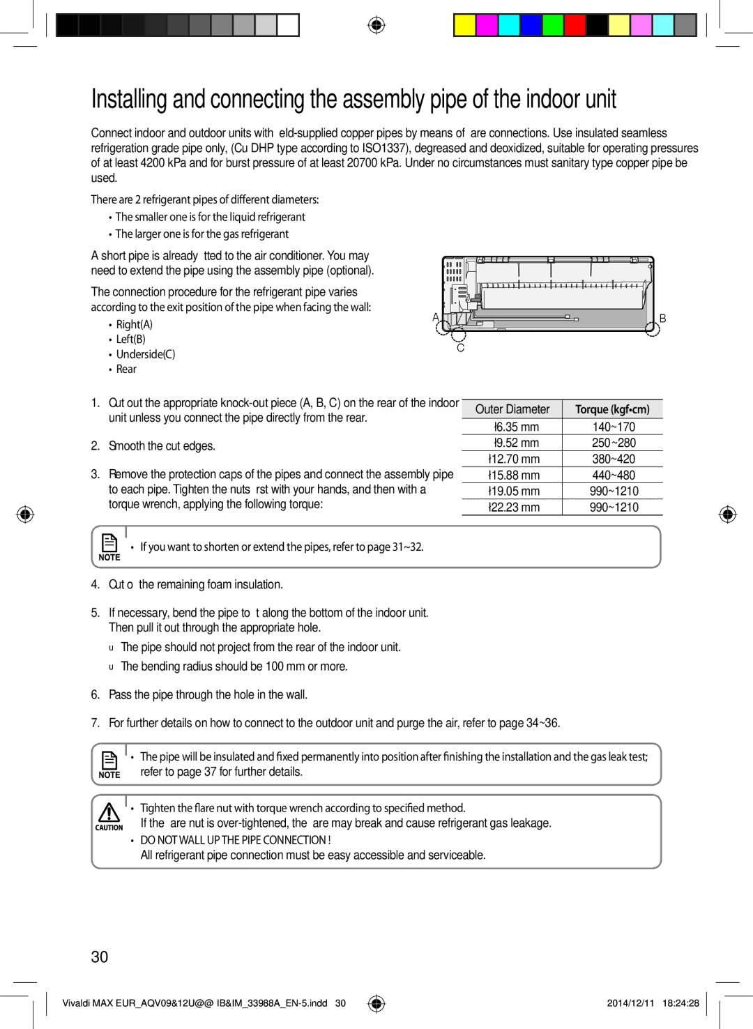 Samsung AQV12UGFNEUR, AQV09PWCNEUR, AQV09UGFXEUR, AQV10UWFXEUR Smooth the cut edges, Cut off the remaining foam insulation 