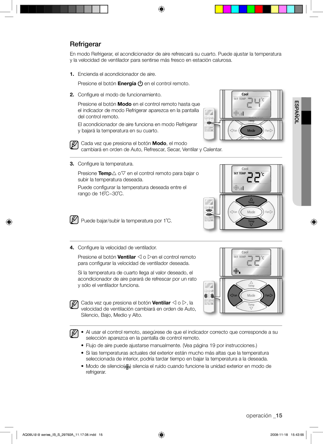 Samsung AQV09UGAX, AQV09UGAN, AQV24UGAX, AQV24UGAN, AQV18UGAN, AQV18UGAX, AQV12UGAN, AQV12UGAX manual Refrigerar 