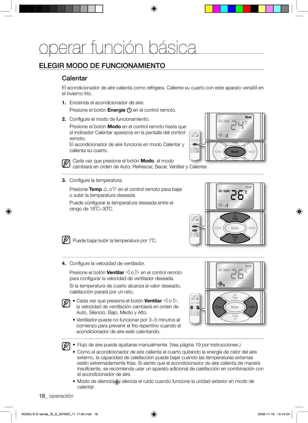 Samsung AQV24UGAN, AQV09UGAN, AQV24UGAX, AQV18UGAN, AQV18UGAX, AQV12UGAN, AQV12UGAX, AQV09UGAX manual Calentar 