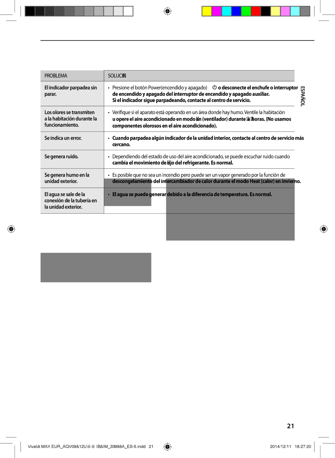 Samsung AQV09UGFNEUR manual Parar, Cercano Se genera ruido, Cambia el movimiento de flujo del refrigerante. Es normal 