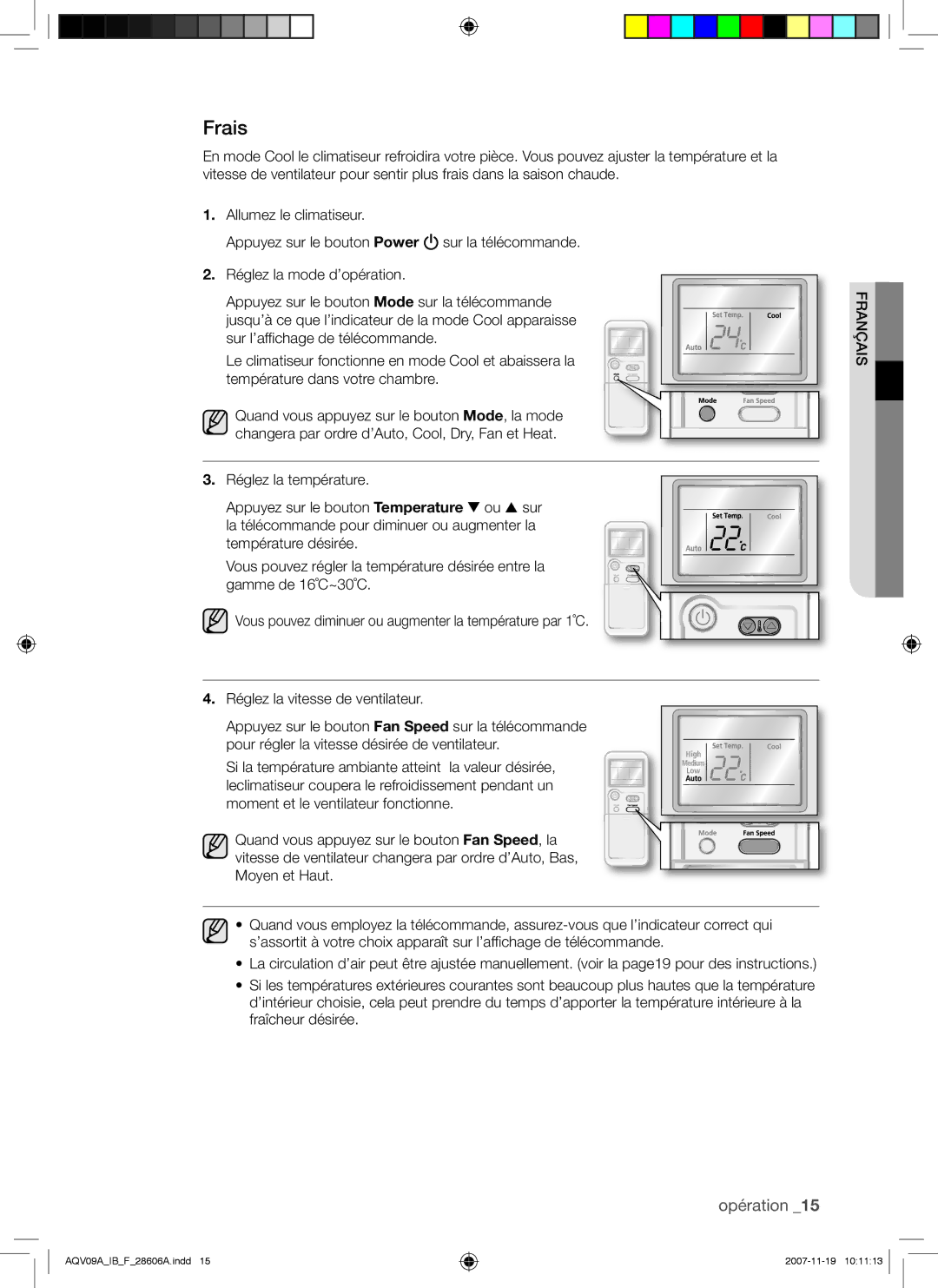 Samsung AQV09AWAX, AQV09VBCNKCV, AQV12AWAX, AQV09ABAX, AQV12AWAN, AQV12ABAX, AQV09AWAN, AQV12VBCX, AQV12VBCN, AQV12ABAN manual Frais 