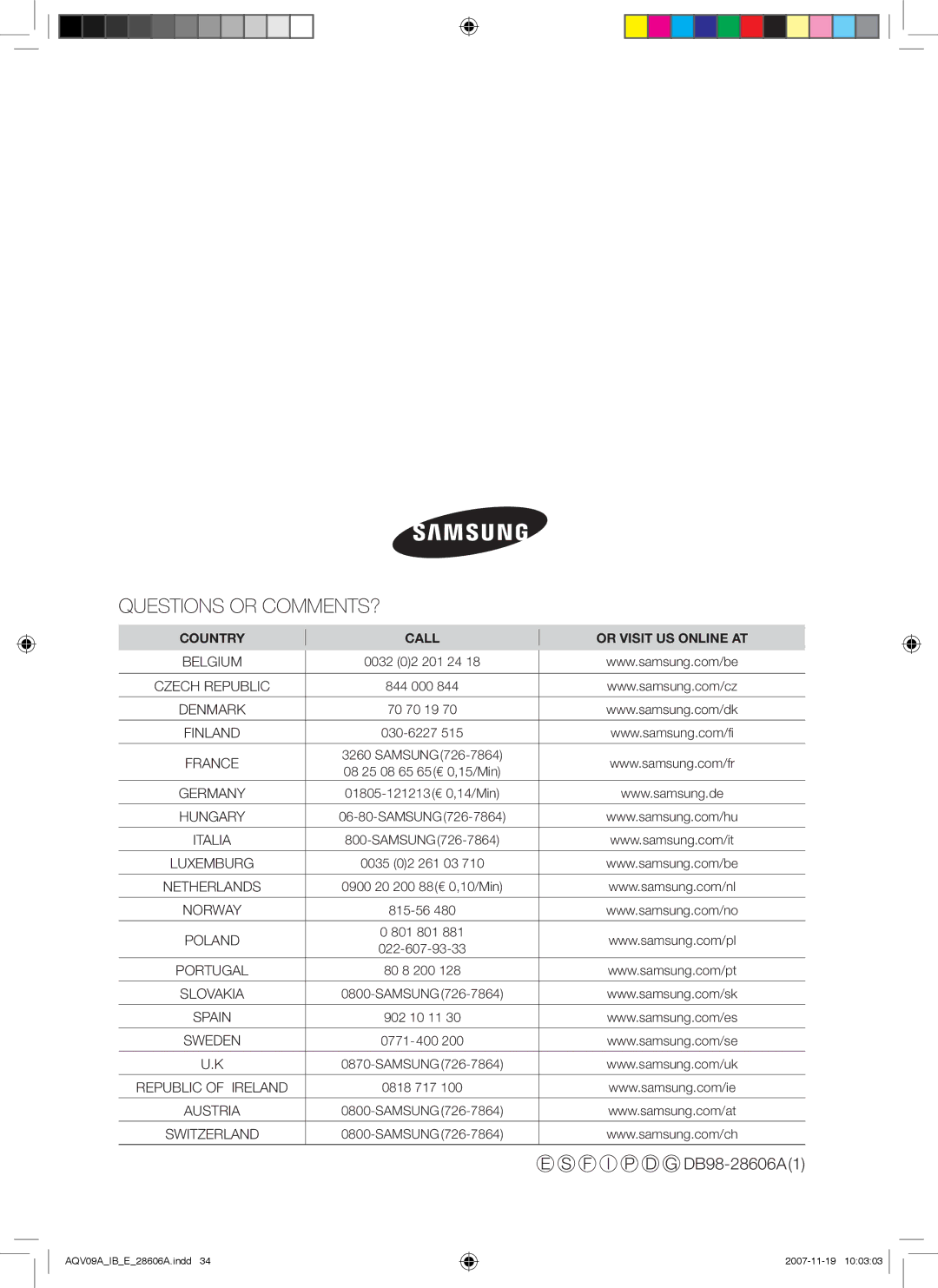 Samsung AQV12ABAN, AQV09VBCNKCV, AQV12AWAX, AQV09AWAX, AQV09ABAX, AQV12AWAN, AQV12ABAX, AQV09AWAN manual Questions or COMMENTS? 