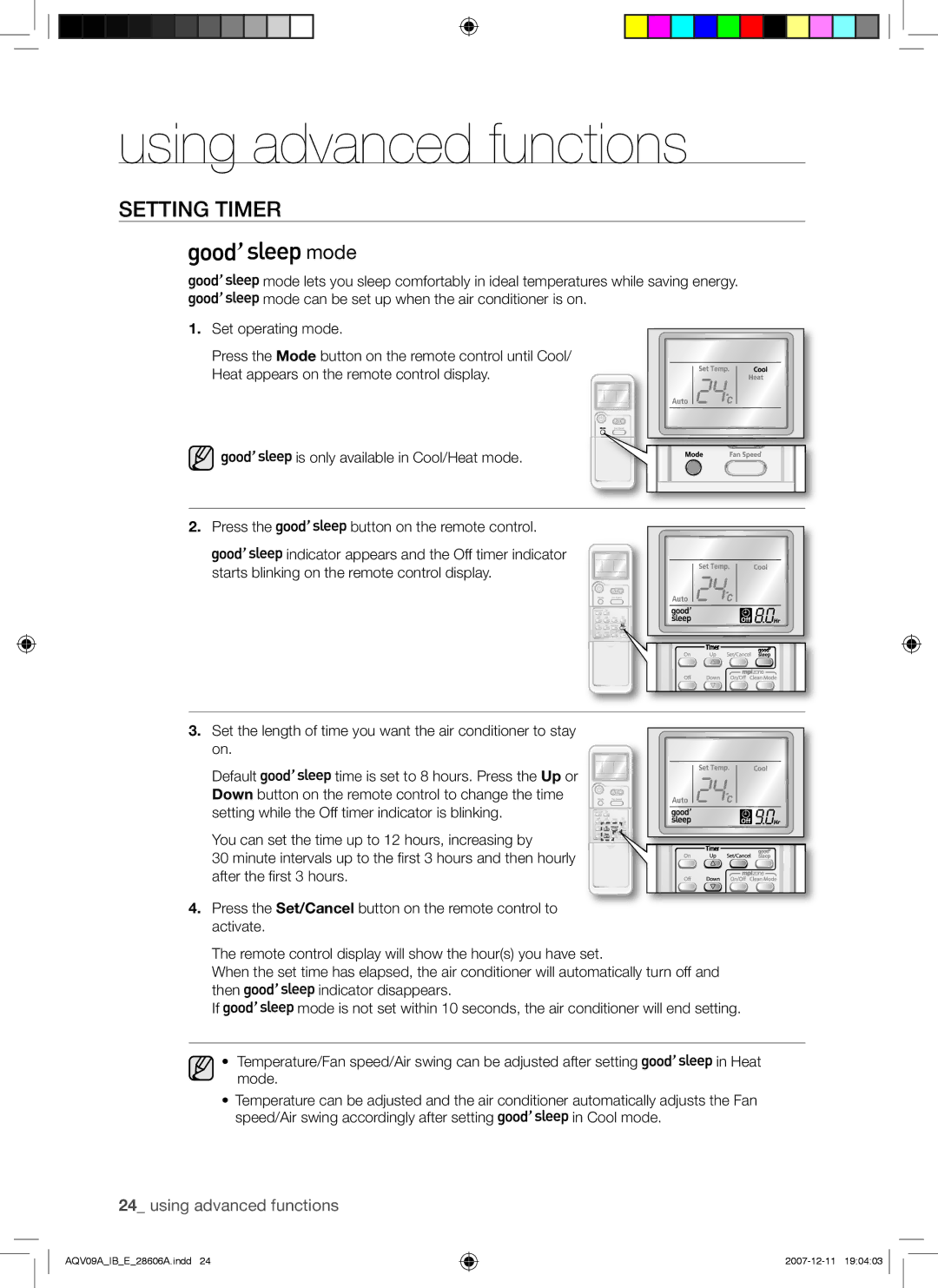 Samsung AQV12ASAN, AQV12ABAX, AQV12ABAN manual Mode 