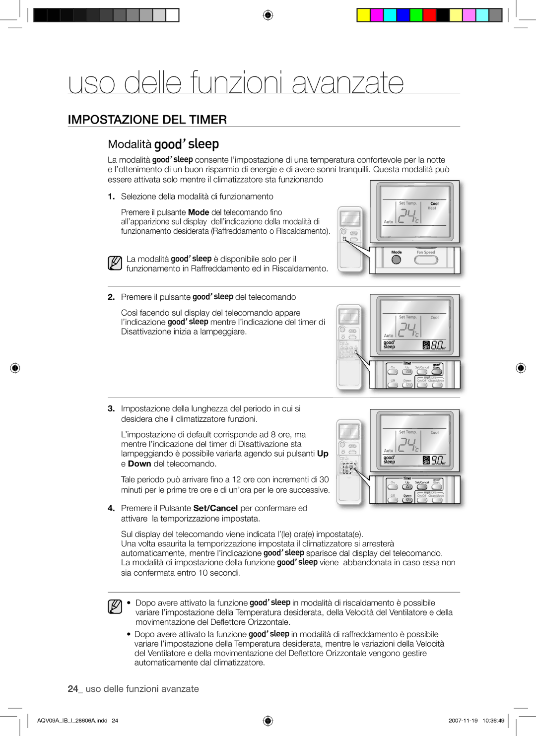 Samsung AQV09AWAX, AQV12AWAX, AQV12AWAN, AQV09AWAN, AQV09VBCN, AQV12VBCX, AQV12VBCN, AQV12ASAX Modalità, Down del telecomando 