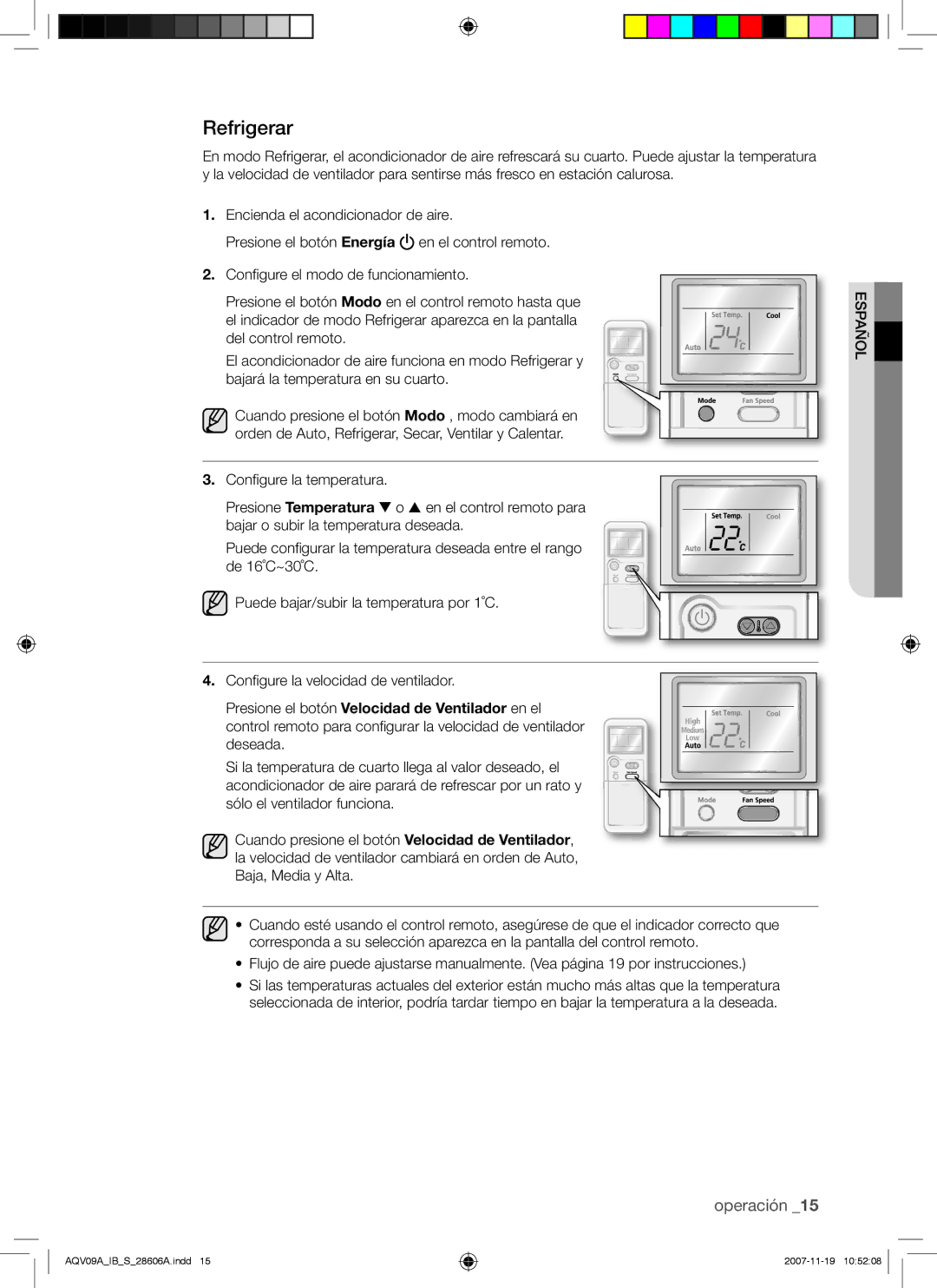 Samsung AQV09VBCN, AQV12AWAX, AQV09AWAX, AQV12AWAN, AQV12ABAX, AQV09AWAN, AQV12VBCX, AQV12VBCN, AQV12ABAN manual Refrigerar 