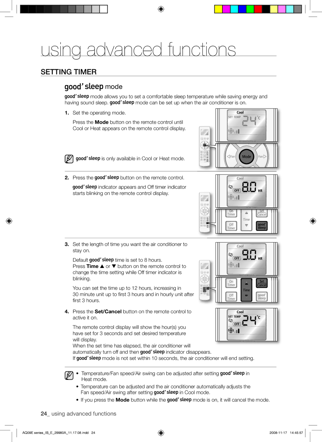 Samsung AQV09EWANSER, AQV12EWAN, AQV12EWAX, AQV09EWAX manual Mode 