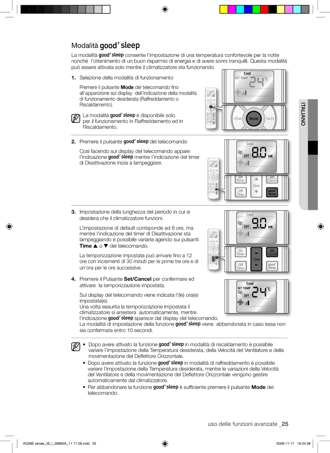 Samsung AQV12EWAX, AQV12EWAN, AQV09EWAX, AQV09EWAN manual Modalità, Time o  del telecomando 