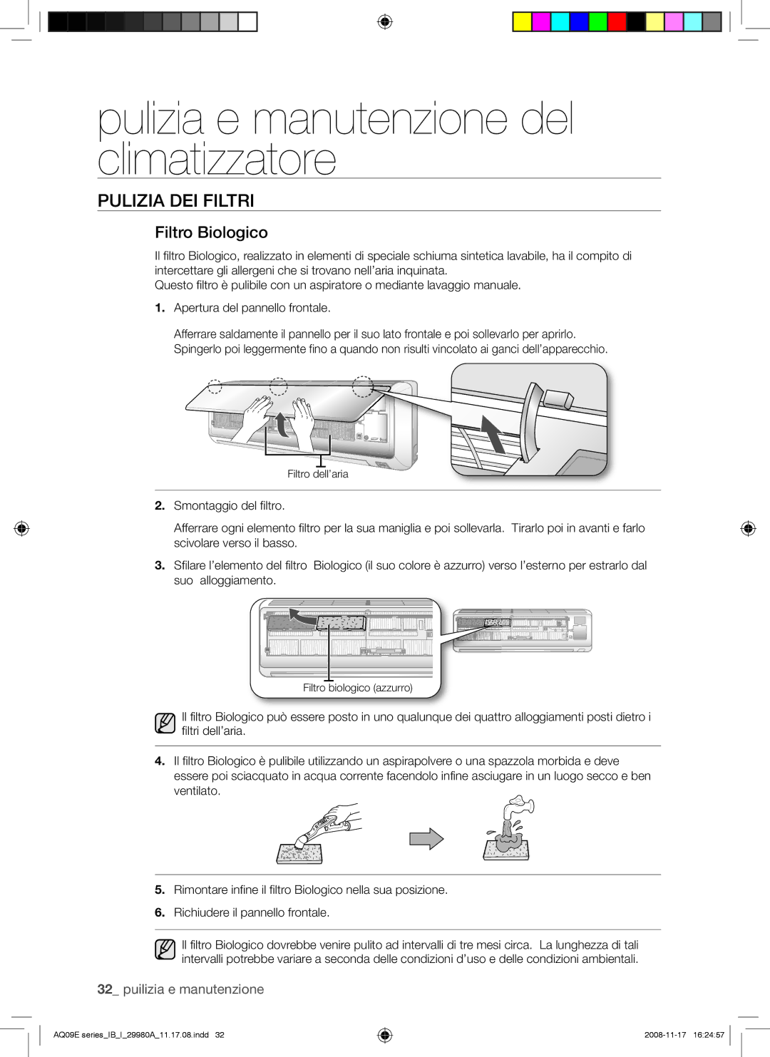 Samsung AQV12EWAN, AQV12EWAX, AQV09EWAX, AQV09EWAN manual Filtro Biologico 