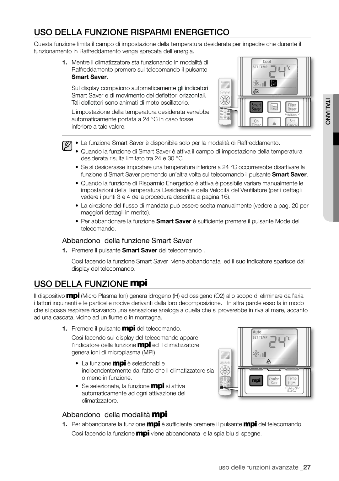 Samsung AQV18EWAN, AQV12EWAN, AQV18UGAN, AQV18EWAX, AQV12EWAX, AQV09EWAX, AQV09EWAN manual USO Della Funzione Risparmi Energetico 