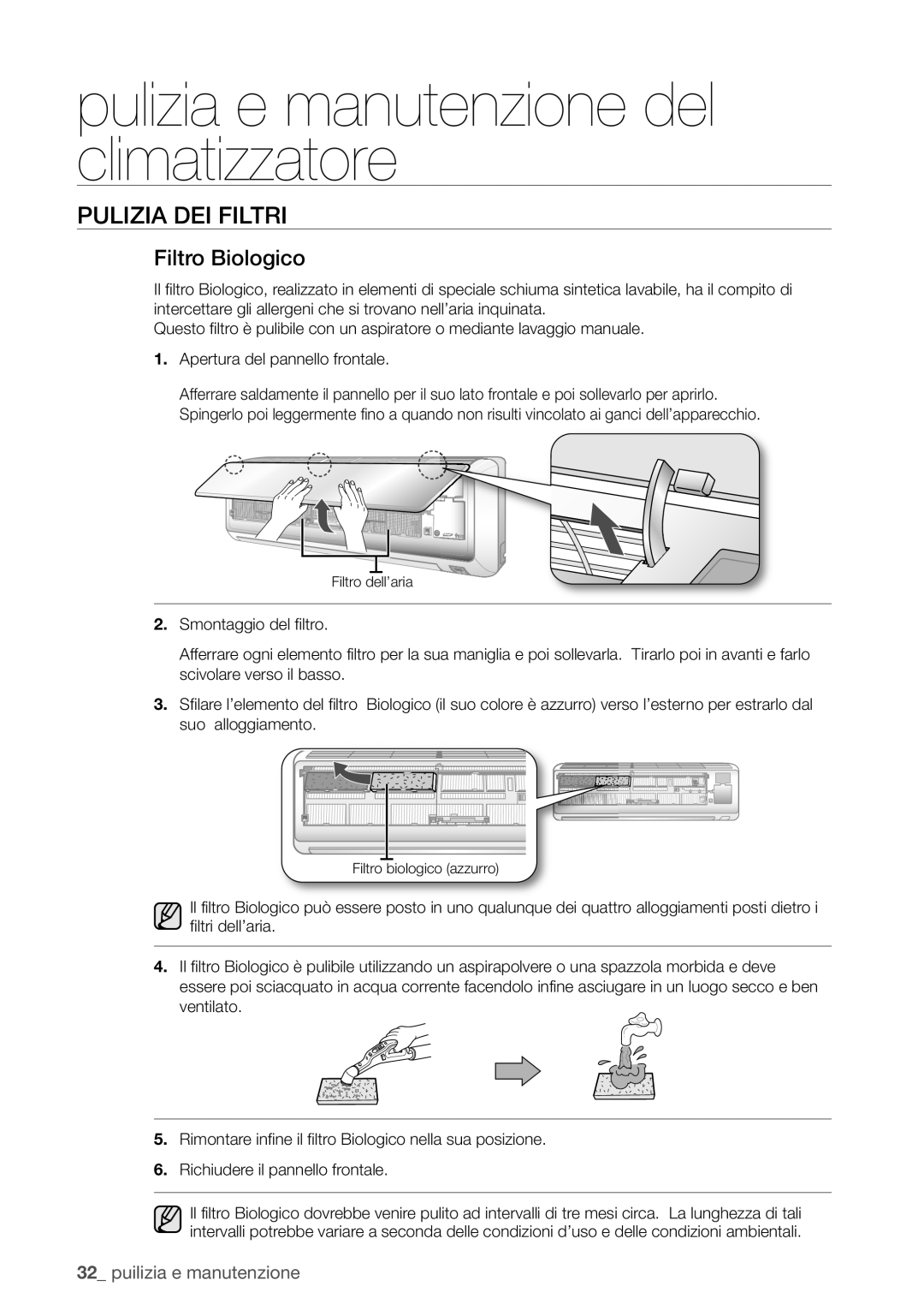 Samsung AQV09EWAX, AQV12EWAN, AQV18UGAN, AQV18EWAX, AQV12EWAX, AQV09EWAN, AQV18EWAN manual Filtro Biologico 