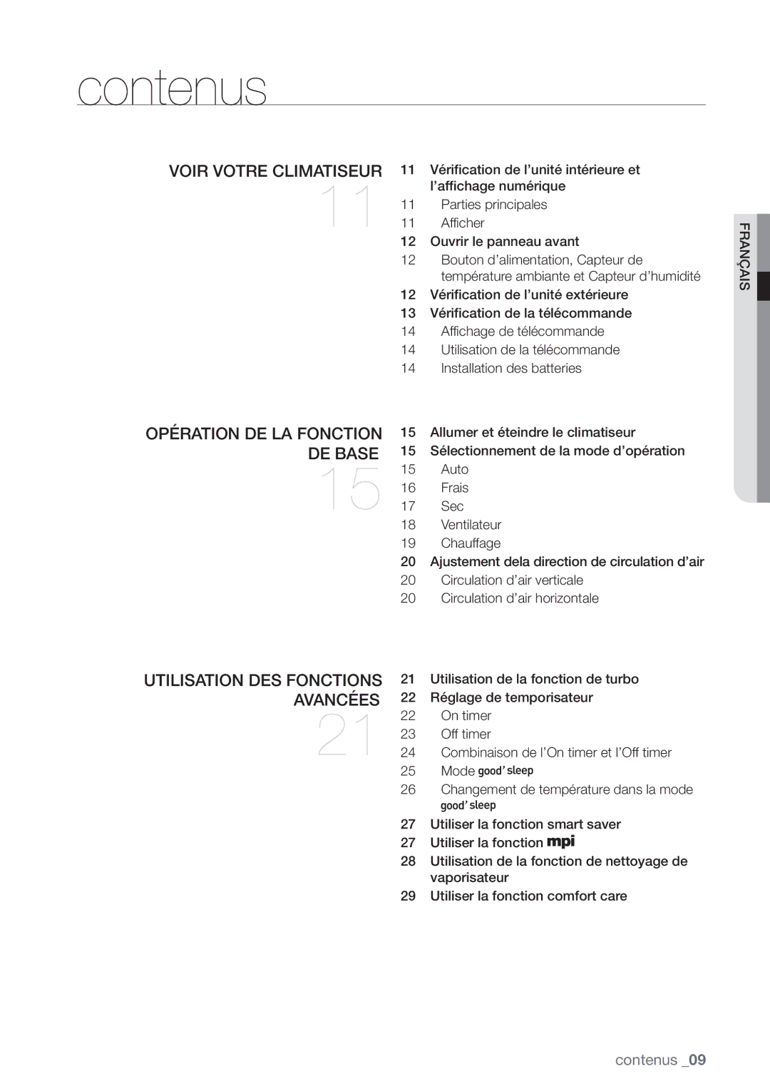 Samsung AQV12EWAN, AQV18UGAN, AQV18EWAX, AQV12EWAX, AQV09EWAX, AQV09EWAN, AQV24EWAX, AQV24EWAN Contenus, Voir Votre Climatiseur 