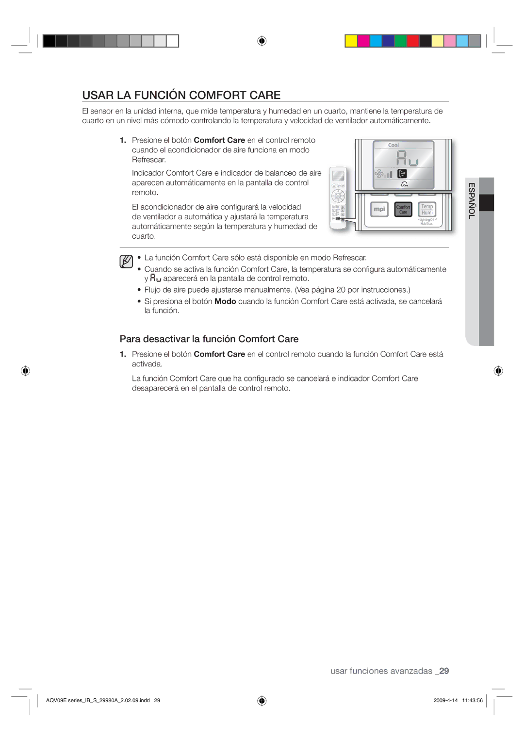 Samsung AQV18EWAX, AQV12EWAN, AQV18UGAN, AQV12EWAX, AQV09EWAX 643-6/$*»/$0.035$3, 1BSBEFTBDUJWBSMBGVODJØO$PNGPSU$BSF 