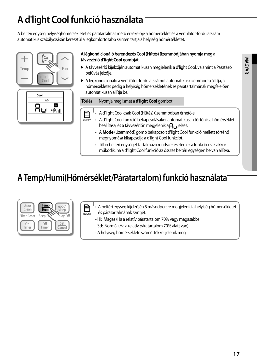 Samsung AQV12EWEX, AQV12EWEN manual AAdlight Cool funkció használata 