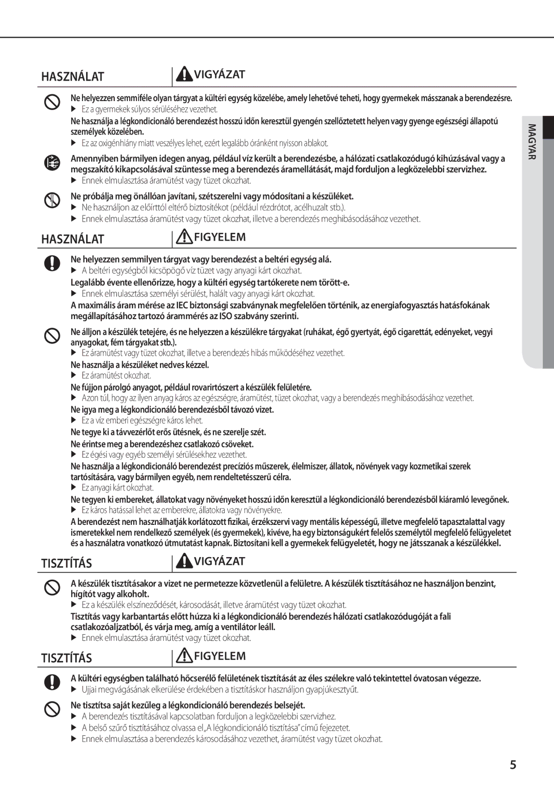 Samsung AQV12EWEX, AQV12EWEN manual  Ez a gyermekek súlyos sérüléséhez vezethet,  Ez a víz emberi egészségre káros lehet 