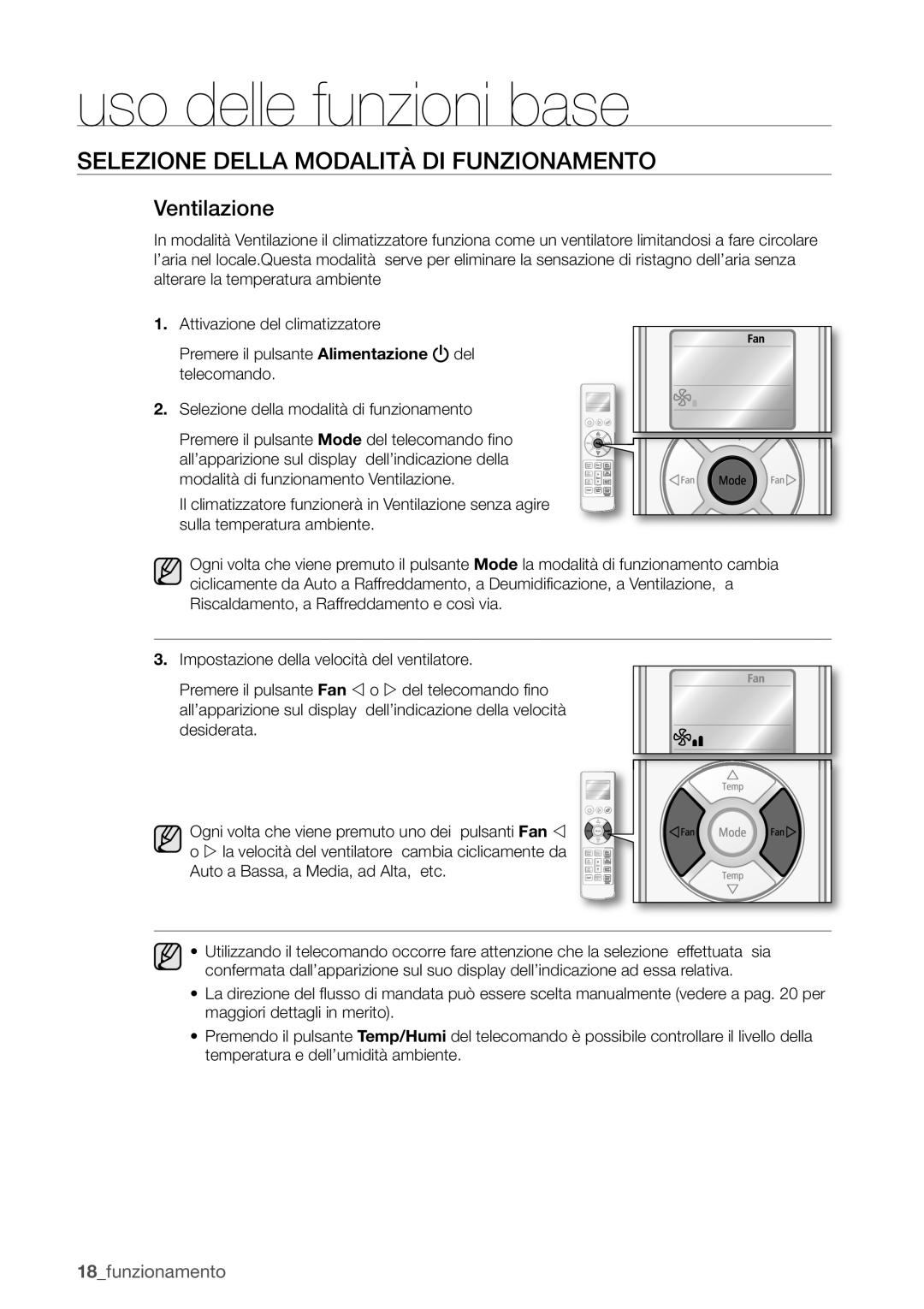 Samsung AQV09EWCX, AQV12FKX, AQV12EWCN, AQV09EWCN, AQV09VBEX, AQV12EWCX, AQV24EWCN, AQV24EWCX manual Ventilazione 