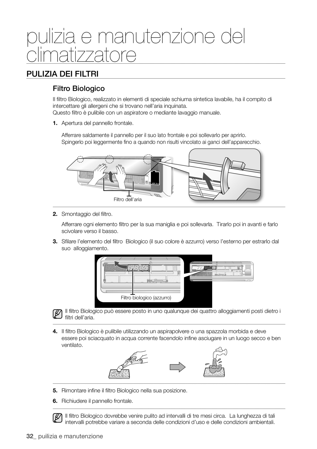 Samsung AQV24EWCX, AQV12FKX, AQV09EWCX, AQV12EWCN, AQV09EWCN, AQV09VBEX, AQV12EWCX, AQV24EWCN manual Filtro Biologico 