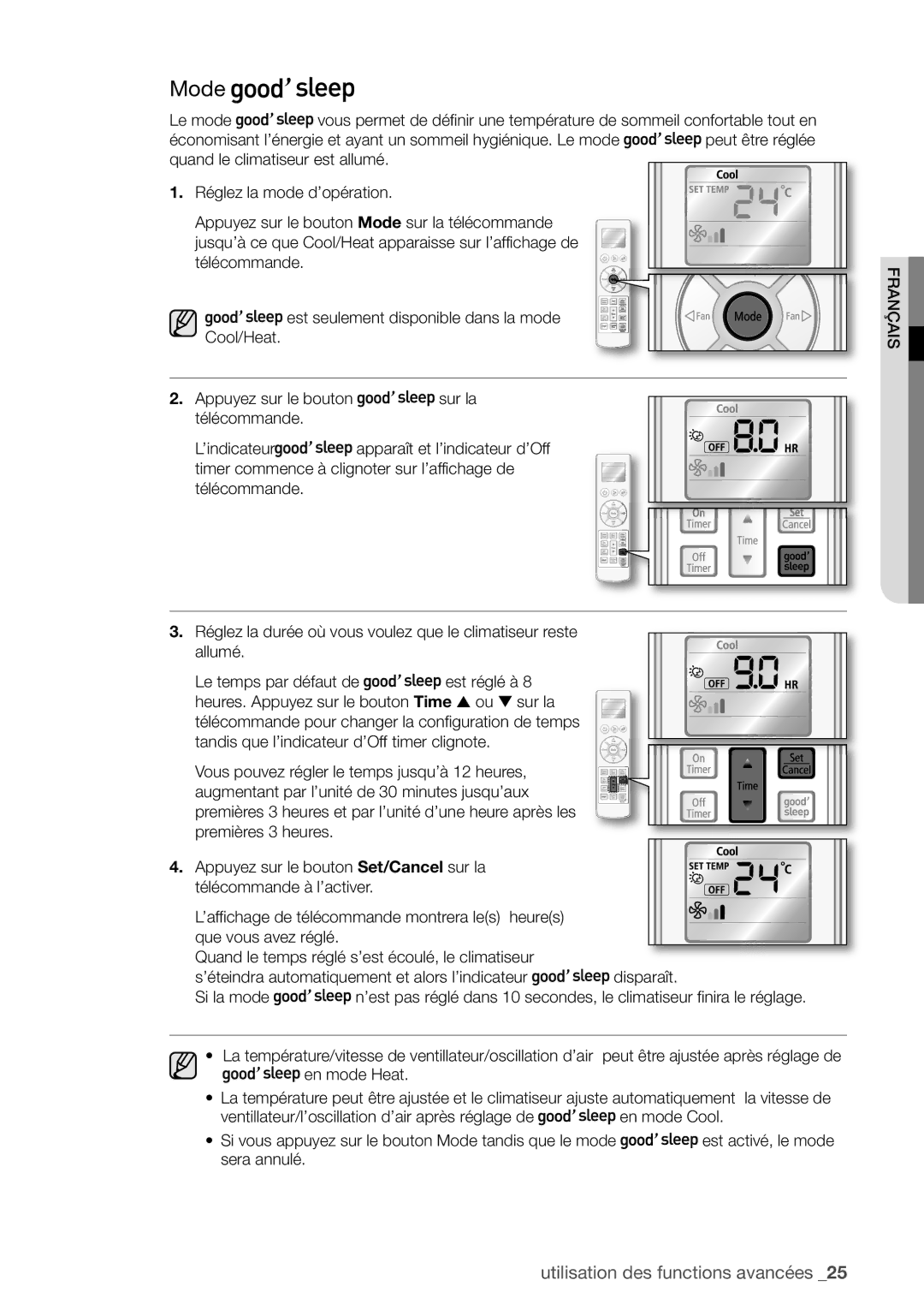 Samsung AQV12FKX, AQV09EWCX, AQV12EWCN, AQV09EWCN, AQV09VBEX, AQV12EWCX manual Mode 