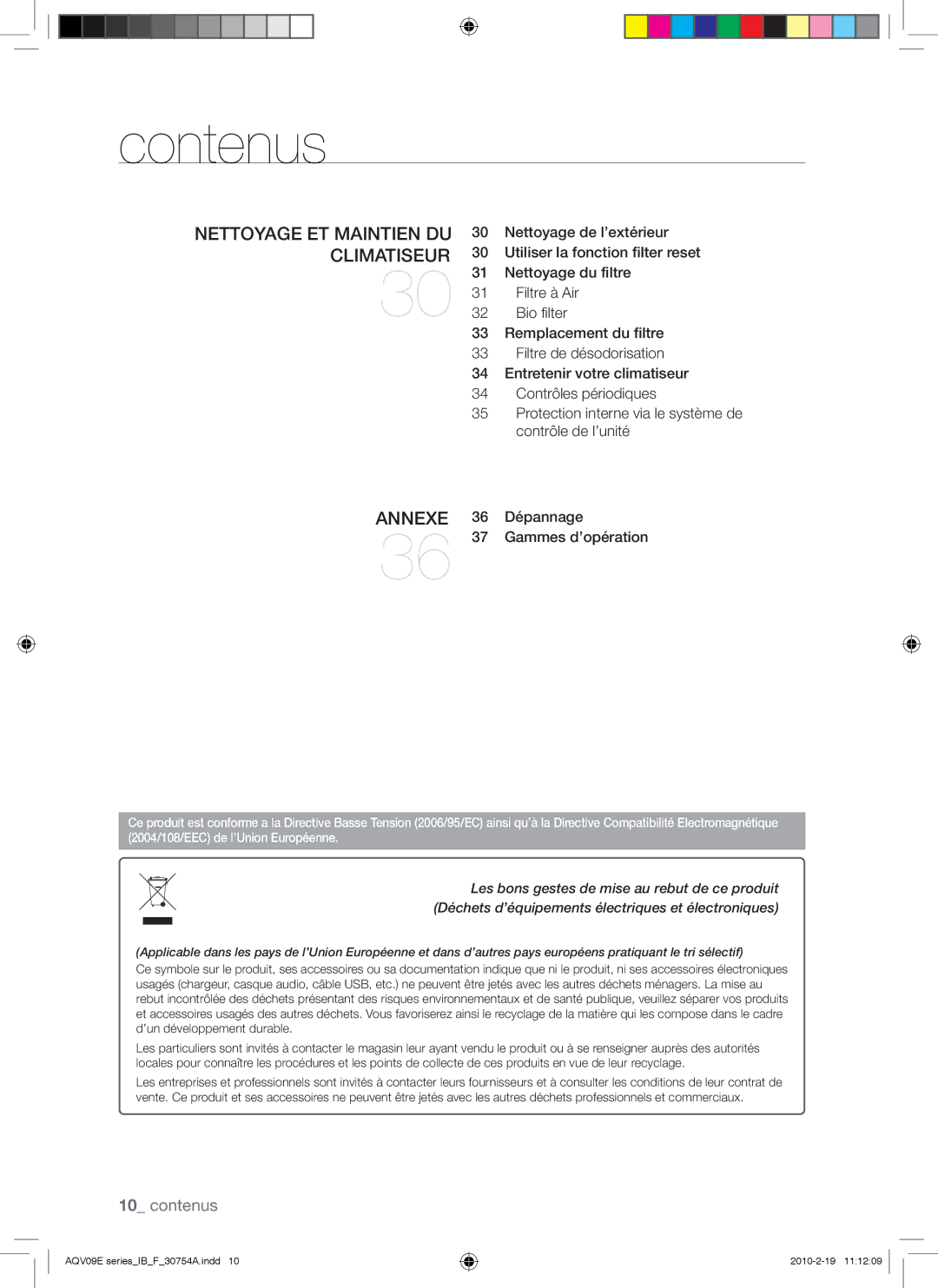 Samsung AQV09EWCN, AQV12FKX, AQV09EWCX, AQV12EWCN, AQV09VBEX, AQV12EWCX manual Nettoyage ET Maintien DU Climatiseur 