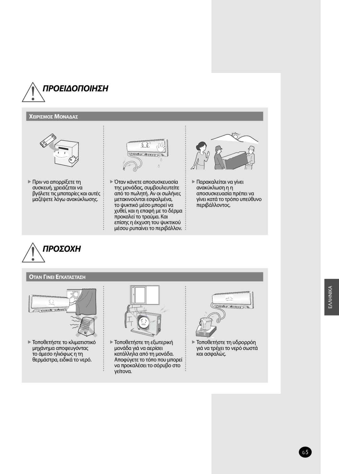 Samsung AQV09FKX, AQV12FKX, AQV12FKN, AQV09FKN, AQV09EWAX, AQV09EWAN manual Προσοχη 