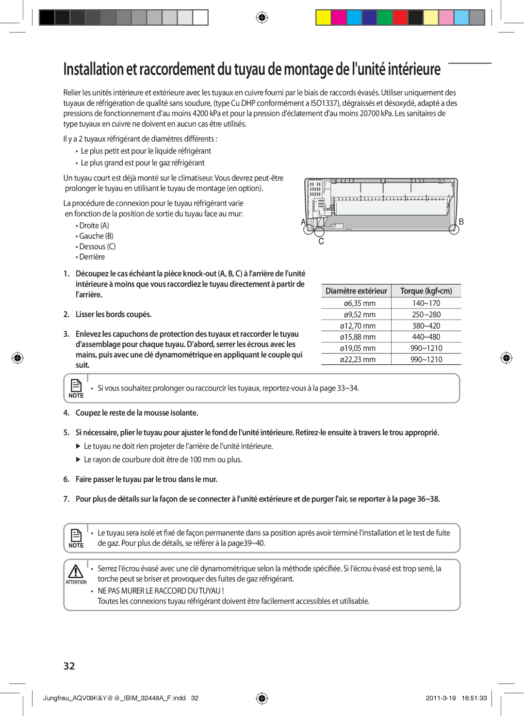 Samsung AQV12YWAX, AQV12KBAN, AQV12YWAN, AQV09KBAN, AQV09YWAX Lisser les bords coupés, Coupez le reste de la mousse isolante 