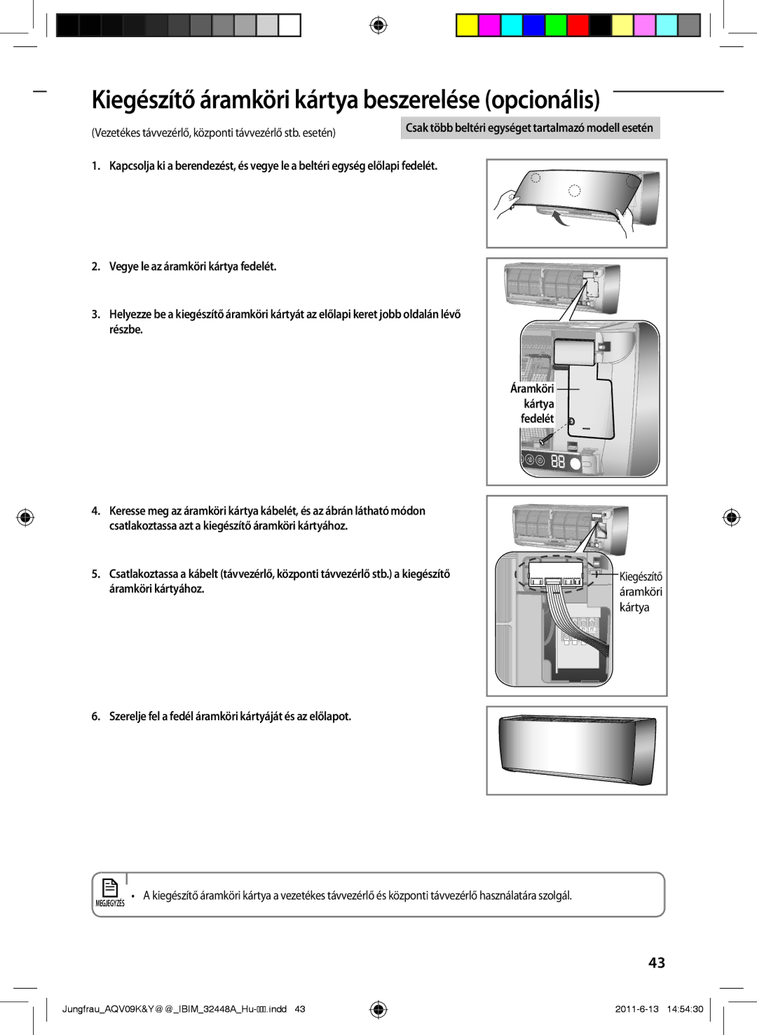 Samsung AQV09YWAN, AQV12KBAN, AQV12YWAN, AQV09KBAN Kártya, Szerelje fel a fedél áramköri kártyáját és az előlapot, Áramköri 