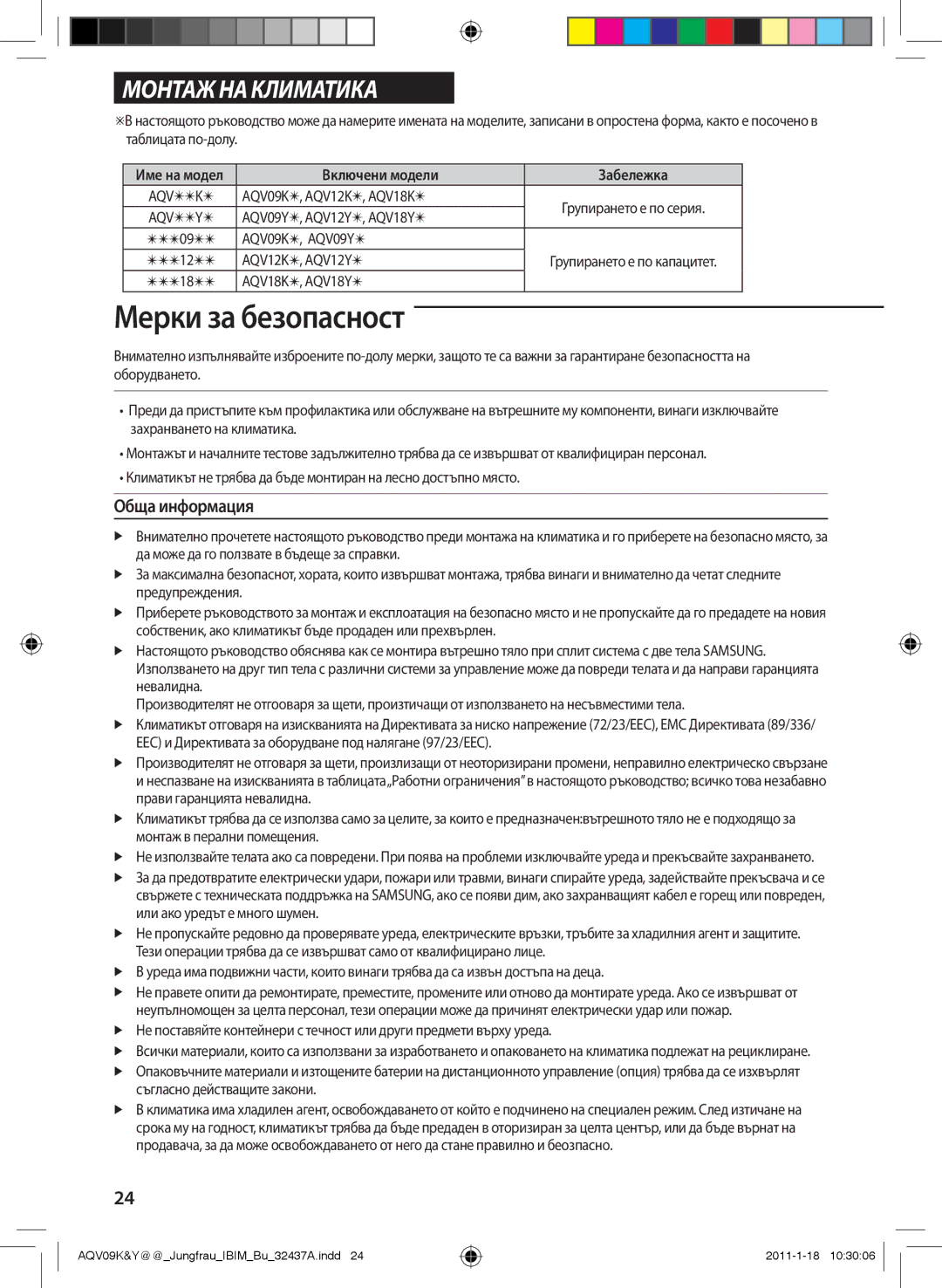 Samsung AQV12YWAX, AQV12KBAN, AQV12YWAN, AQV09YWAN, AQV12KBAX manual Обща информация 