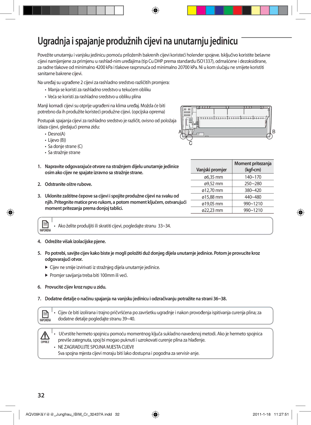 Samsung AQV18KBAN, AQV12KBAN, AQV12YWAN, AQV09YWAX, AQV09YWAN manual Odstranite oštre rubove, Odrežite višak izolacijske pjene 