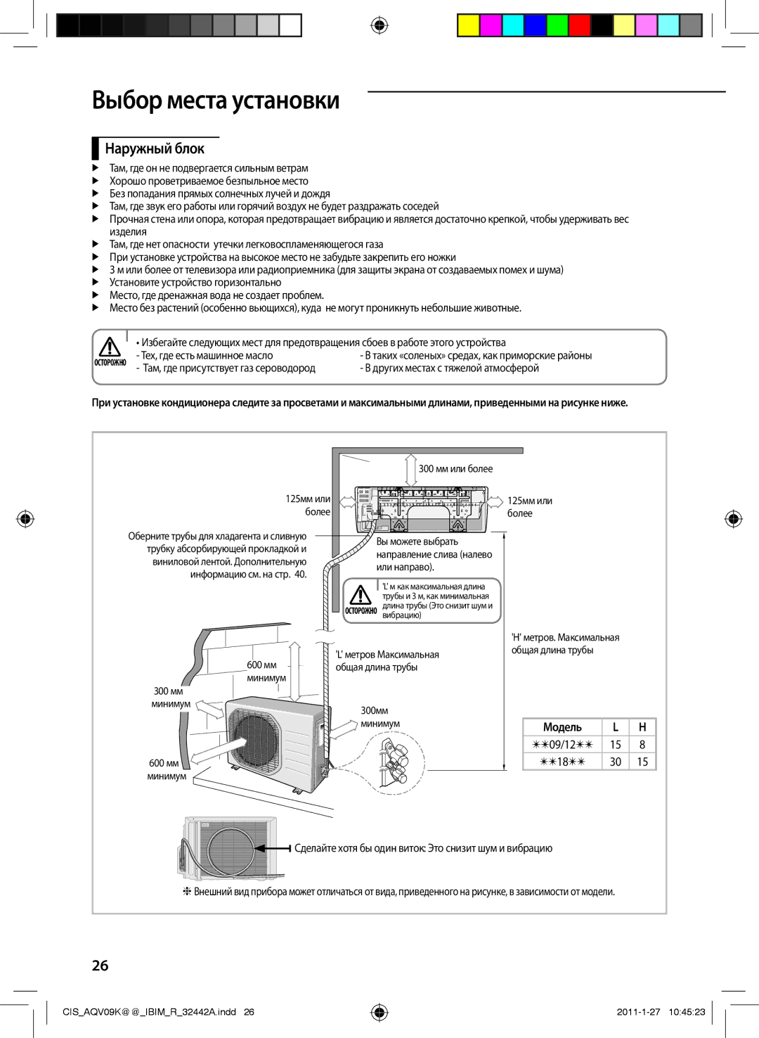 Samsung AQV09KBANSER, AQV12KBAXSER, AQV12KBANSER manual Наружный блок, Сделайте хотя бы один виток Это снизит шум и вибрацию 