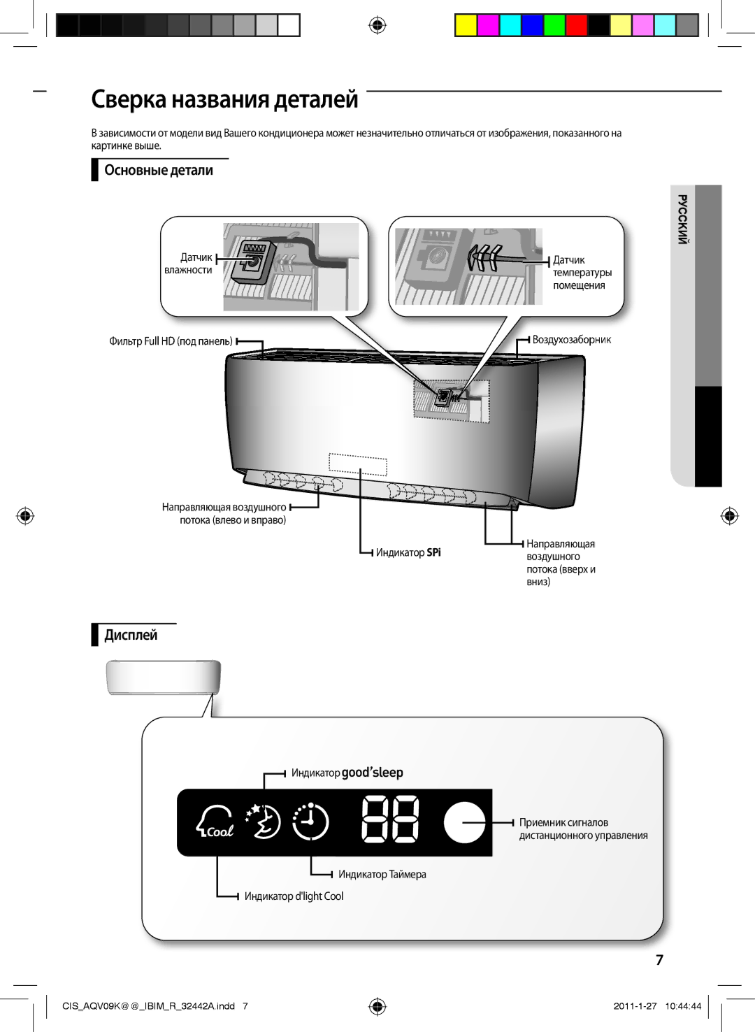 Samsung AQV09KBAXSER, AQV12KBAXSER, AQV12KBANSER, AQV09KBANSER manual Сверка названия деталей, Основные детали, Дисплей 