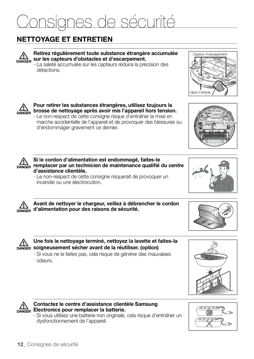 Samsung AQV12KBBX, AQV12KBBN, AQV09KBBN manual Nettoyage ET Entretien, Si le cordon d’alimentation est endommagé, faites-le 