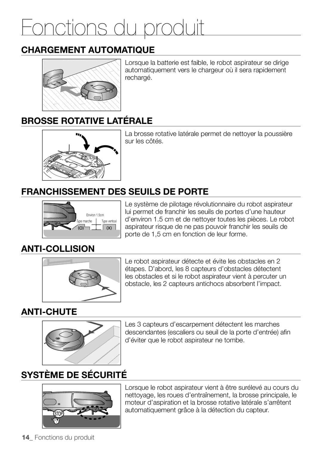 Samsung AQV09KBBN Chargement Automatique, Brosse Rotative Latérale, Franchissement DES Seuils DE Porte, Anti-Collision 