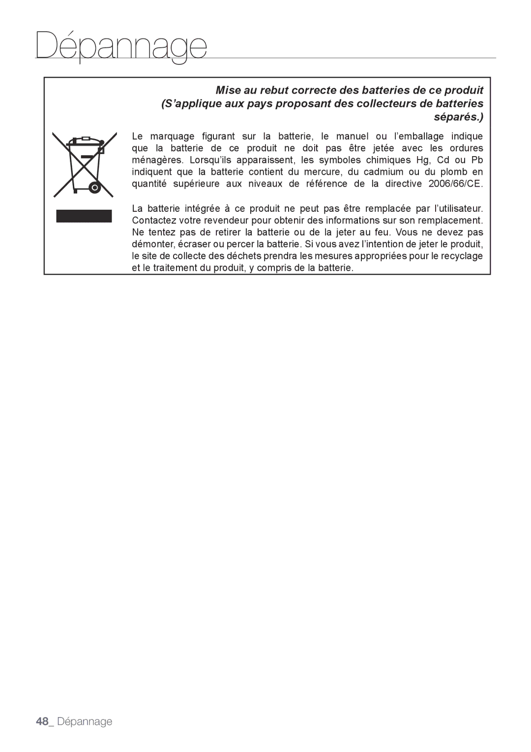 Samsung AQV12KBBX, AQV12KBBN, AQV09KBBN, AQV12YWAN, AQV18KBBN, AQV18KBBX, AQV09YWAX, AQV09YWAN, AQV18YWAX, AQV12YWAX 48 Dépannage 