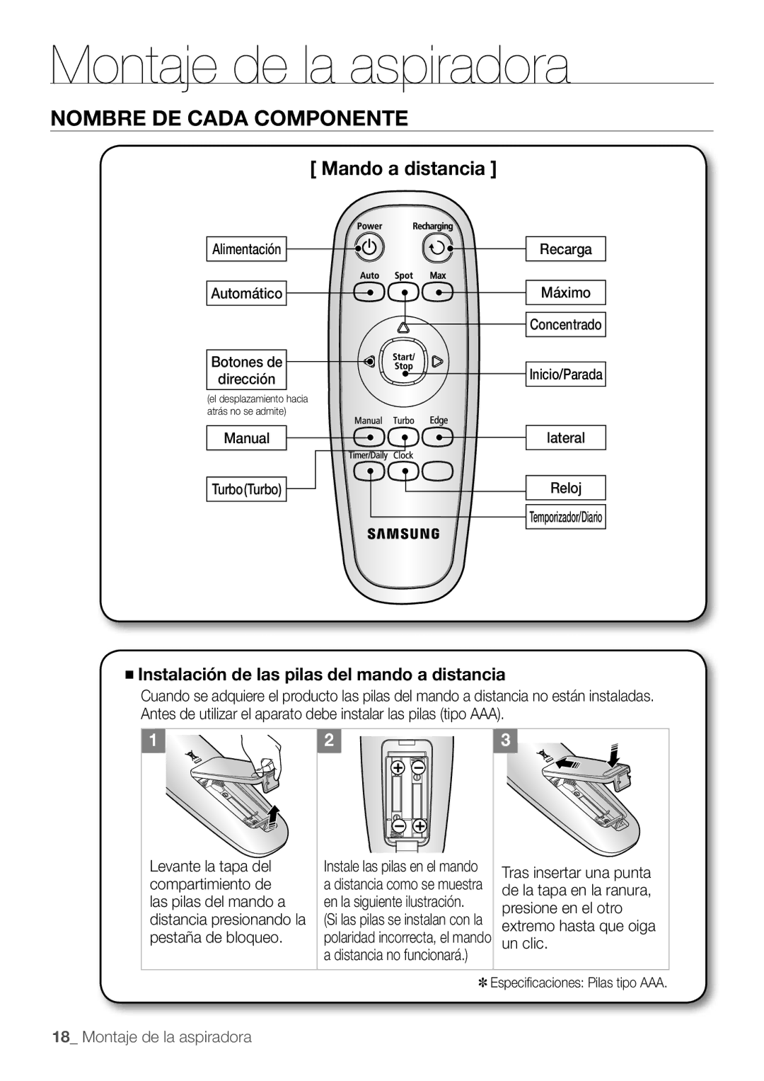 Samsung AQV09YWAX, AQV12KBBX, AQV12KBBN, AQV09KBBN, AQV12YWAN, AQV18KBBN, AQV18KBBX, AQV09YWAN, AQV18YWAX manual Mando a distancia 