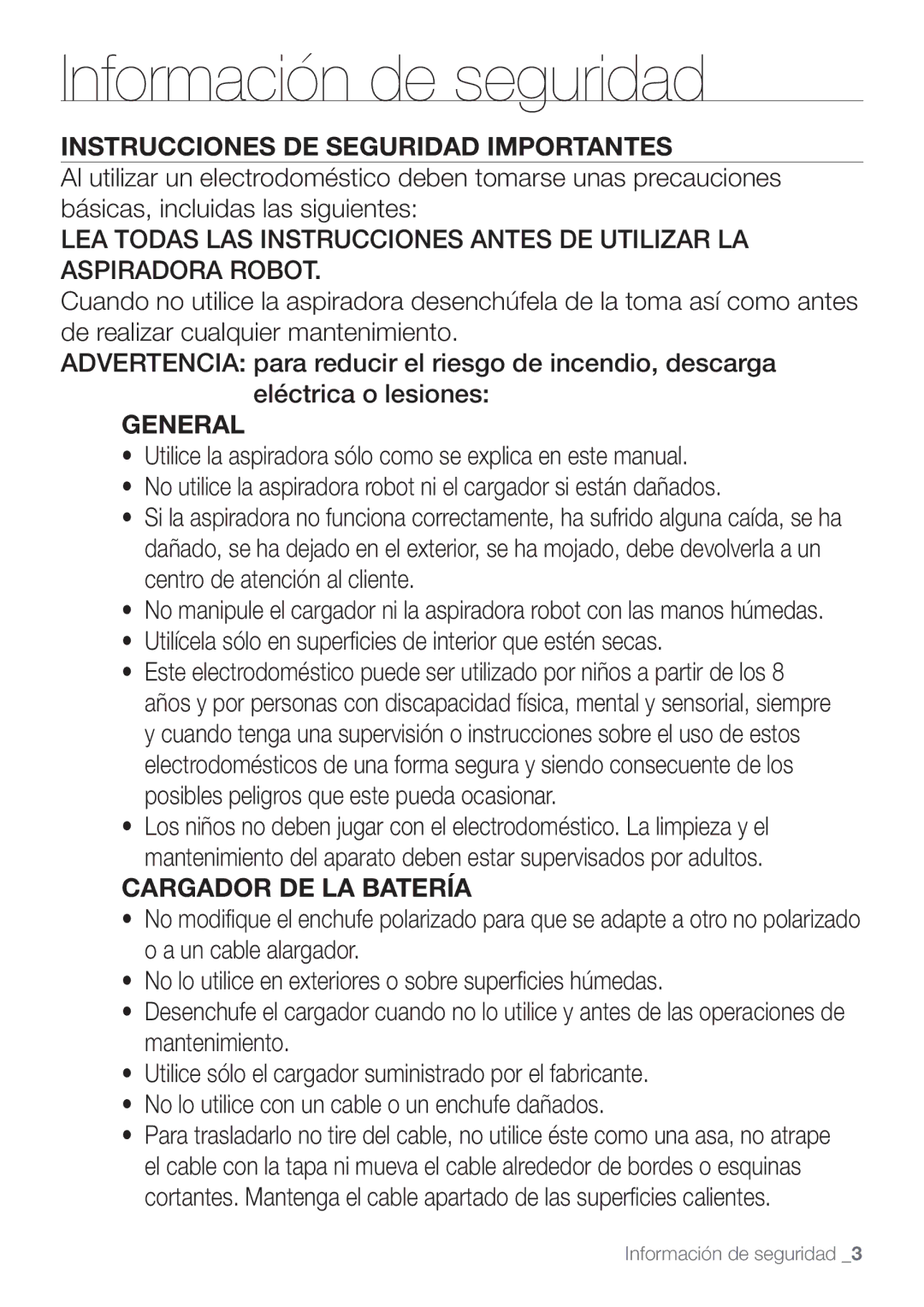 Samsung AQV12YWAN, AQV12KBBX, AQV12KBBN, AQV09KBBN Instrucciones DE Seguridad Importantes, General, Cargador DE LA Batería 