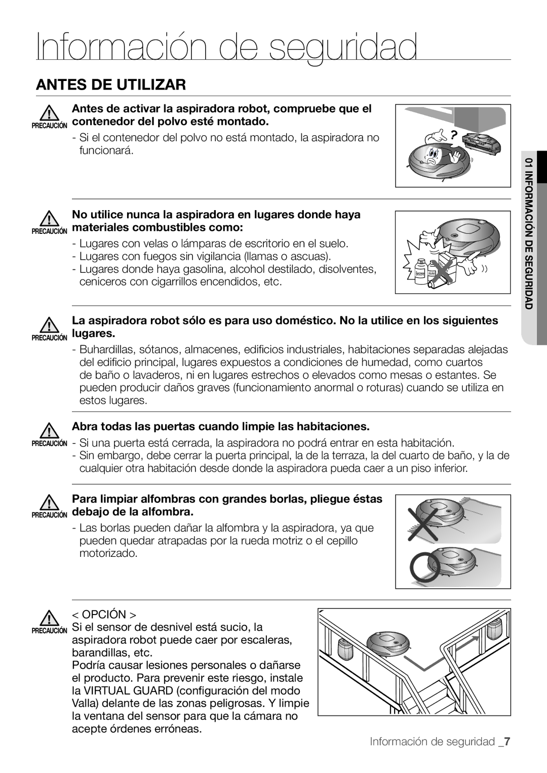 Samsung AQV09YWAN, AQV12KBBX, AQV12KBBN, AQV09KBBN Antes de utilizar, Abra todas las puertas cuando limpie las habitaciones 