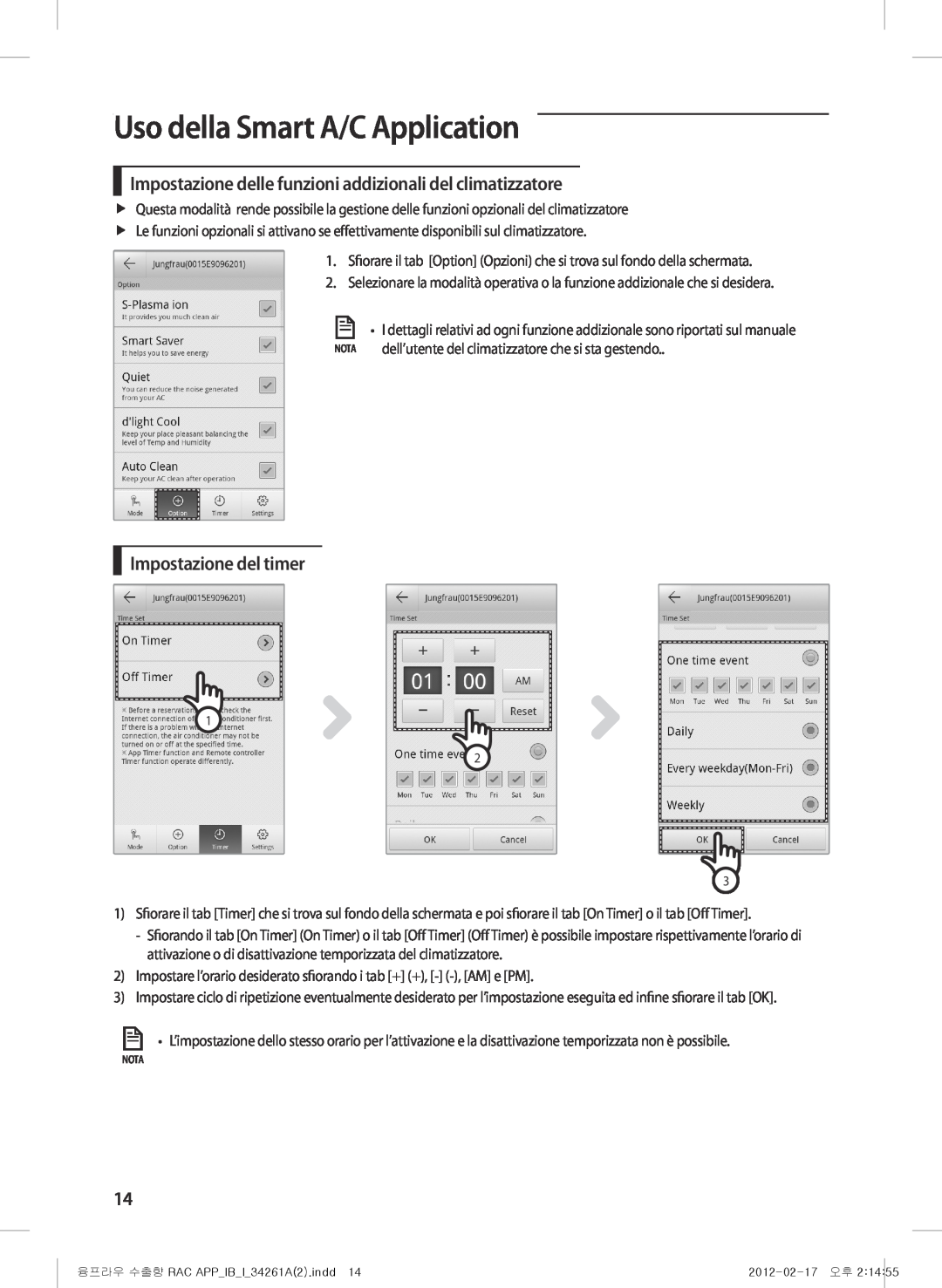 Samsung AQV12KBBN, AQV12KBBX, AQV09KBBN Impostazione delle funzioni addizionali del climatizzatore, Impostazione del timer 